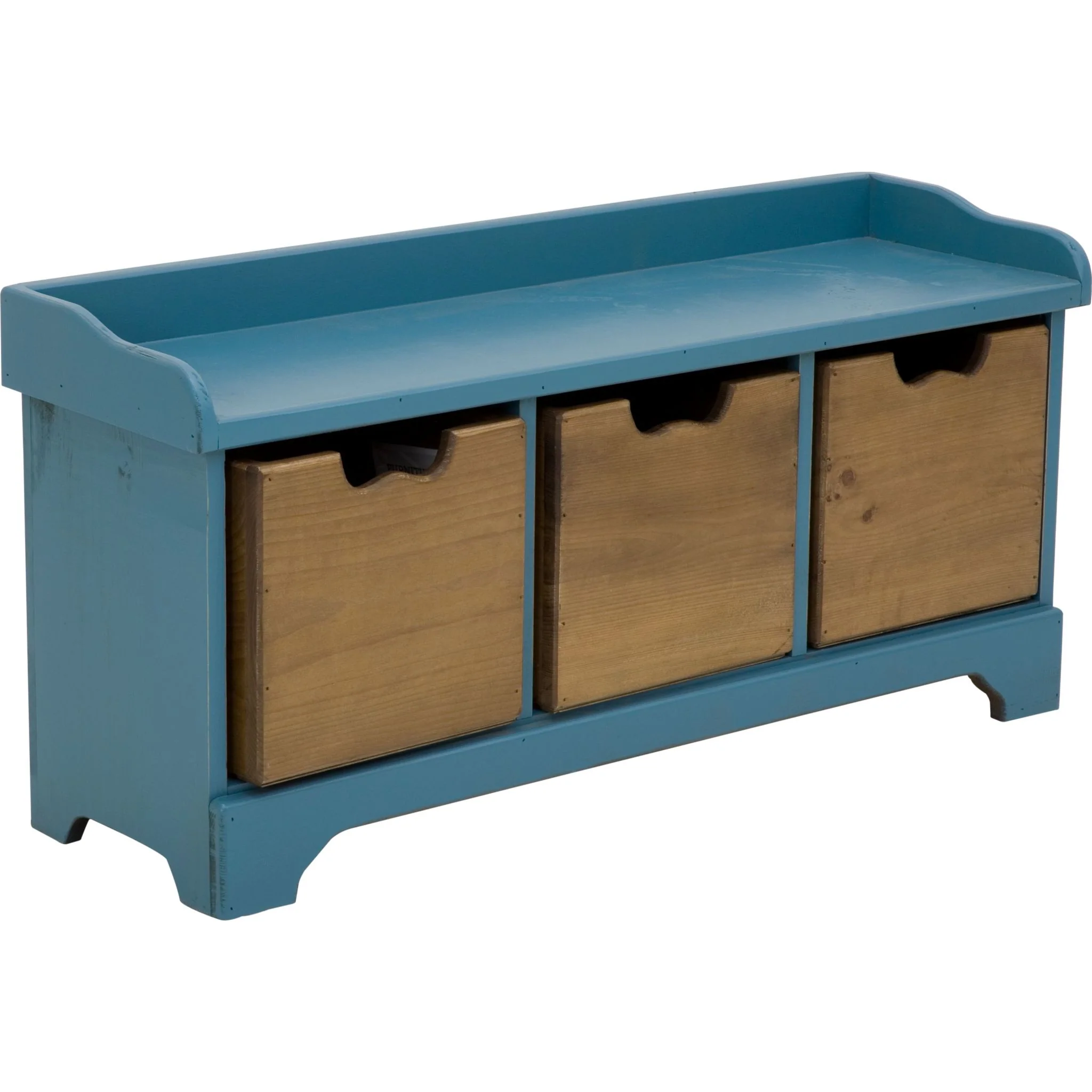 Cubby Storage Bench with Bins - Blue/Natural - Image 2