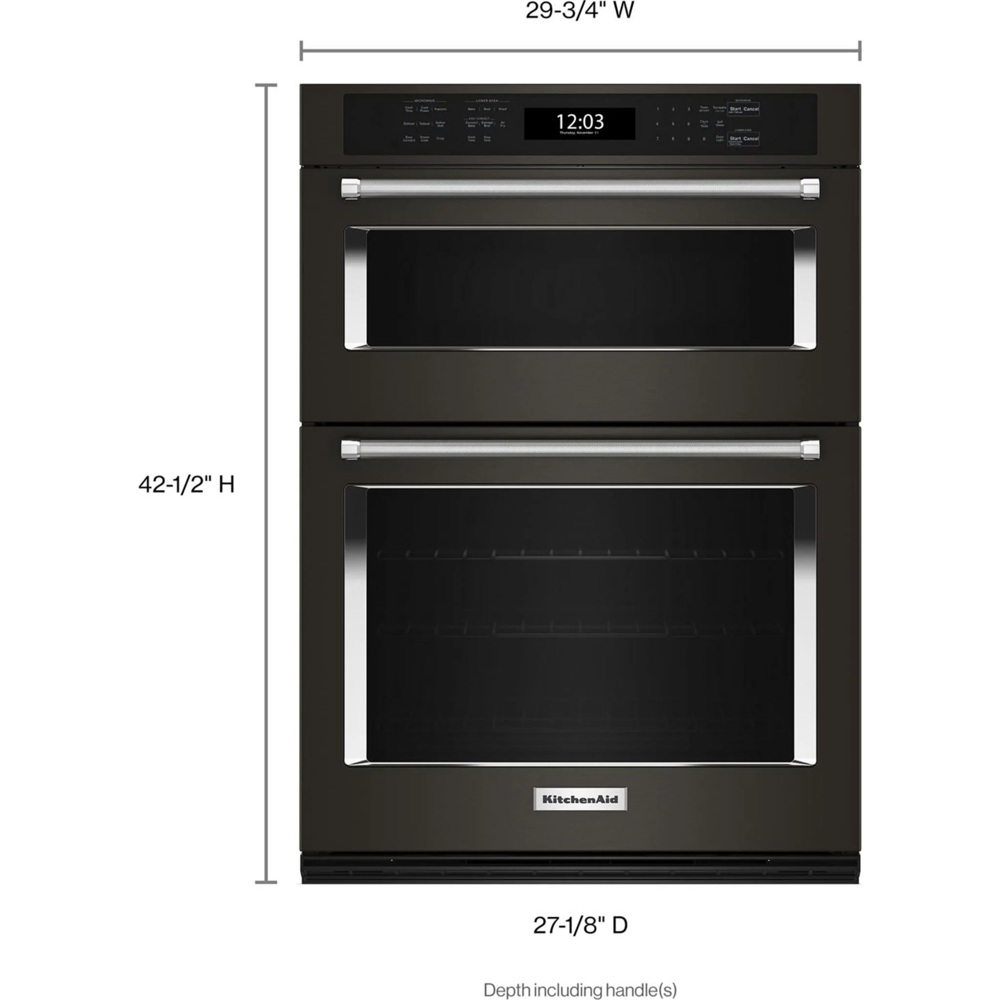 KitchenAid 30" Combination Microwave Wall Oven with Air Fry Mode - Black Stainless Steel (KOEC530PBS) - Image 5
