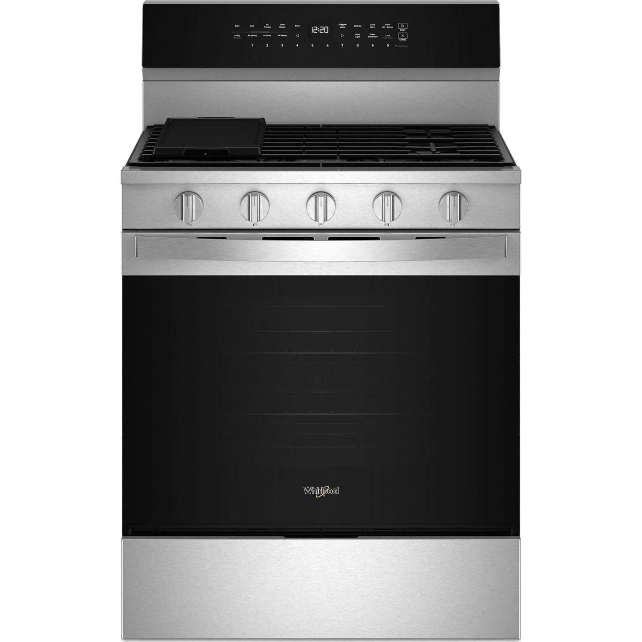 Whirlpool 30-Inch Smart Gas Range with Air Cooking, Steam/Self Clean & Rapid Preheat - Fingerprint Resistant Stainless Steel (WFGS7530RZ)