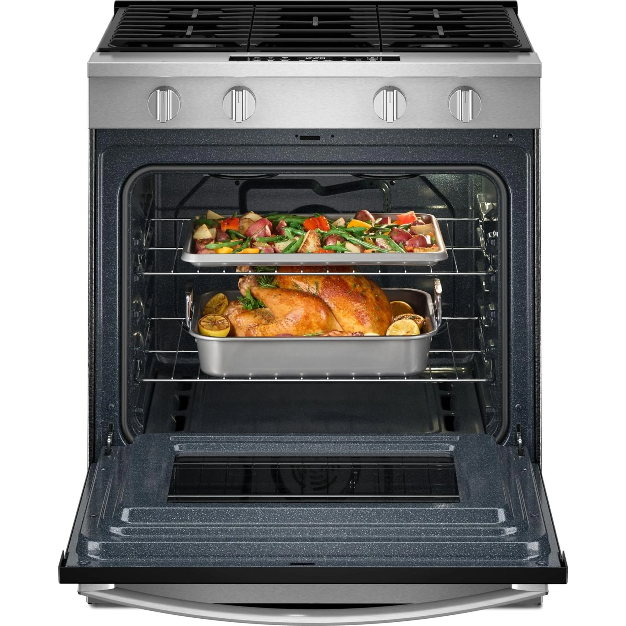 Whirlpool 30-inch Gas Smart Range with Air Cooking Technology and Steam Clean - Fingerprint Resistant Stainless Steel (WSGS4530TZ) - Image 12