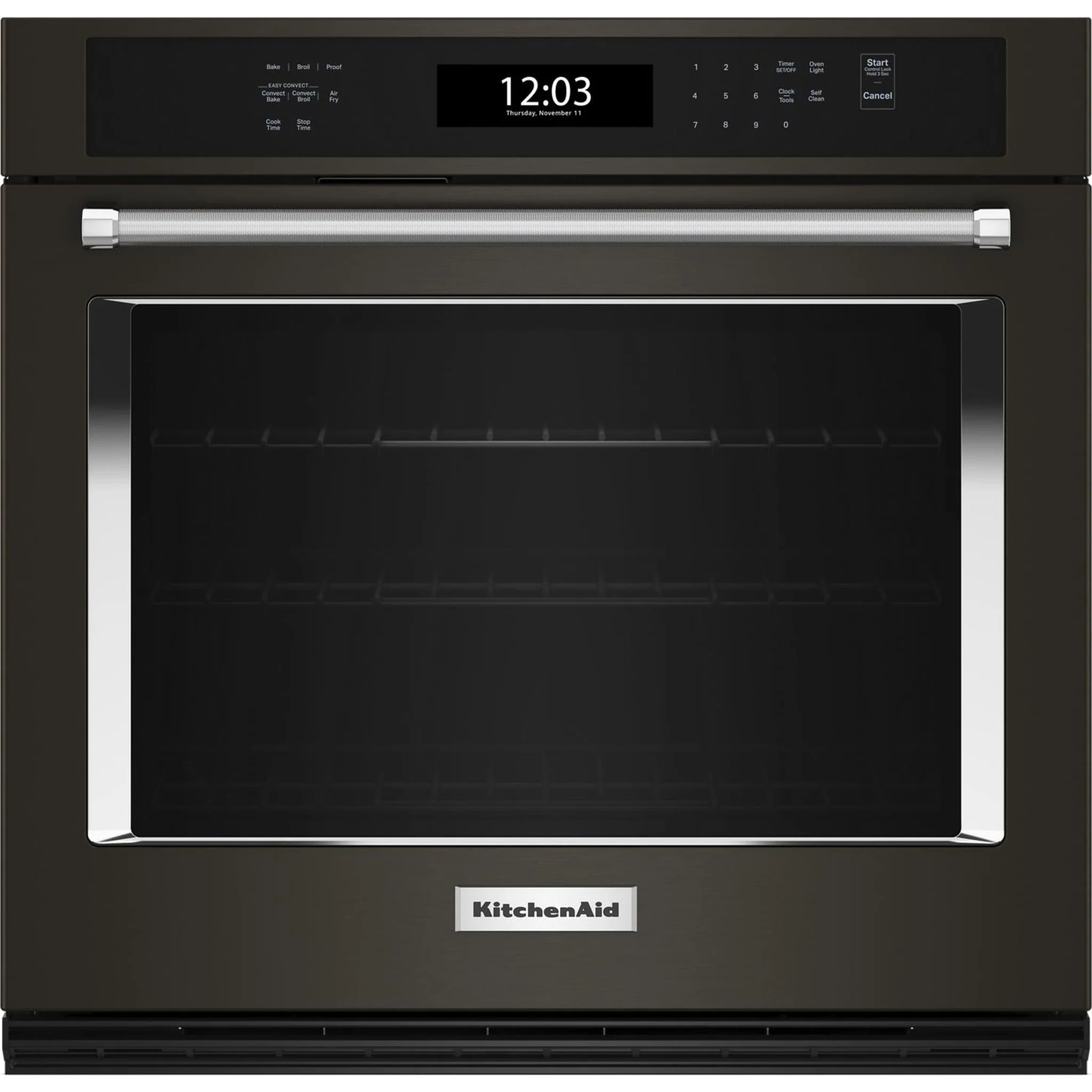 KitchenAid 30" Single Wall Oven with Air Fry Mode - Black Stainless Steel (KOES530PBS)