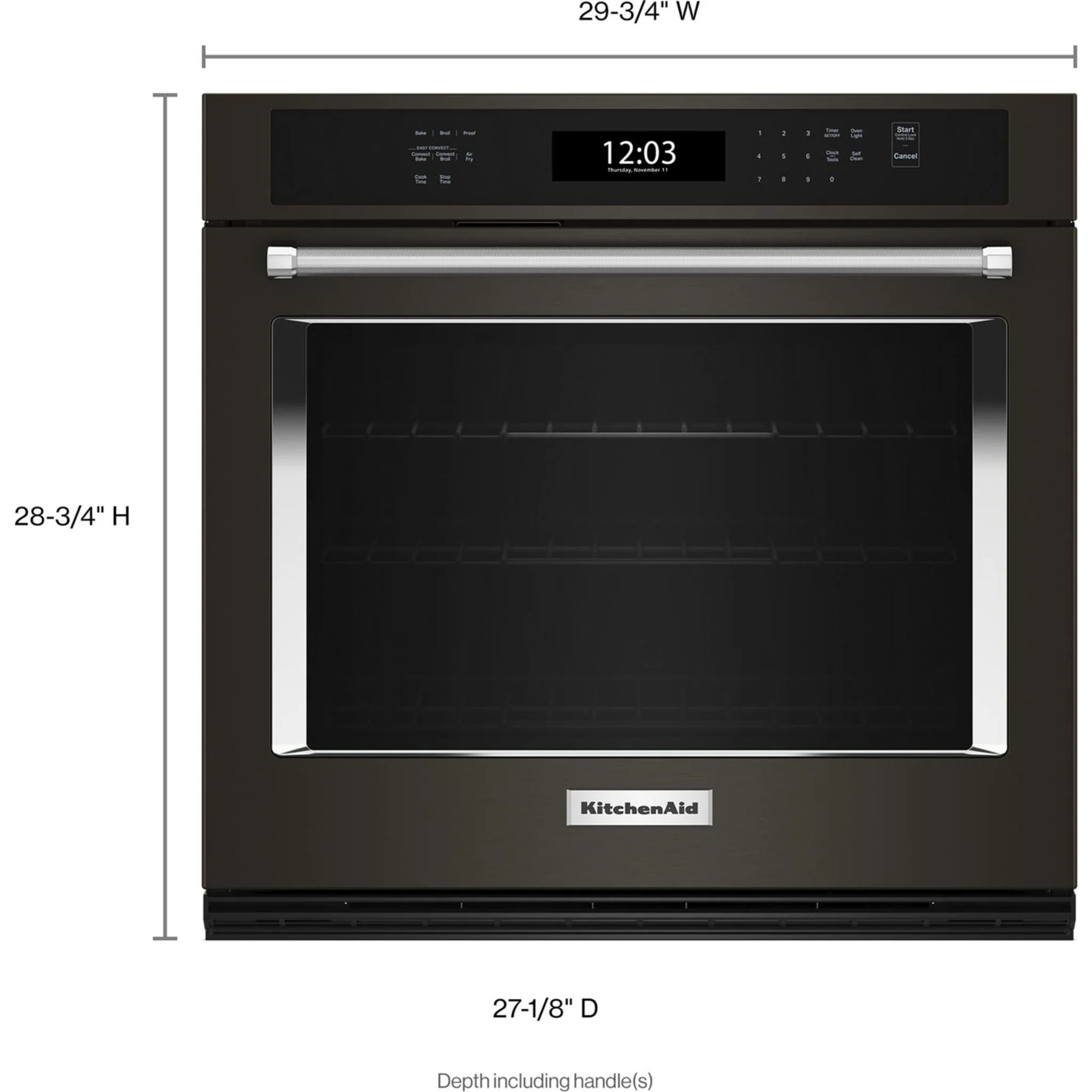 KitchenAid 30" Single Wall Oven with Air Fry Mode - Black Stainless Steel (KOES530PBS) - Image 5