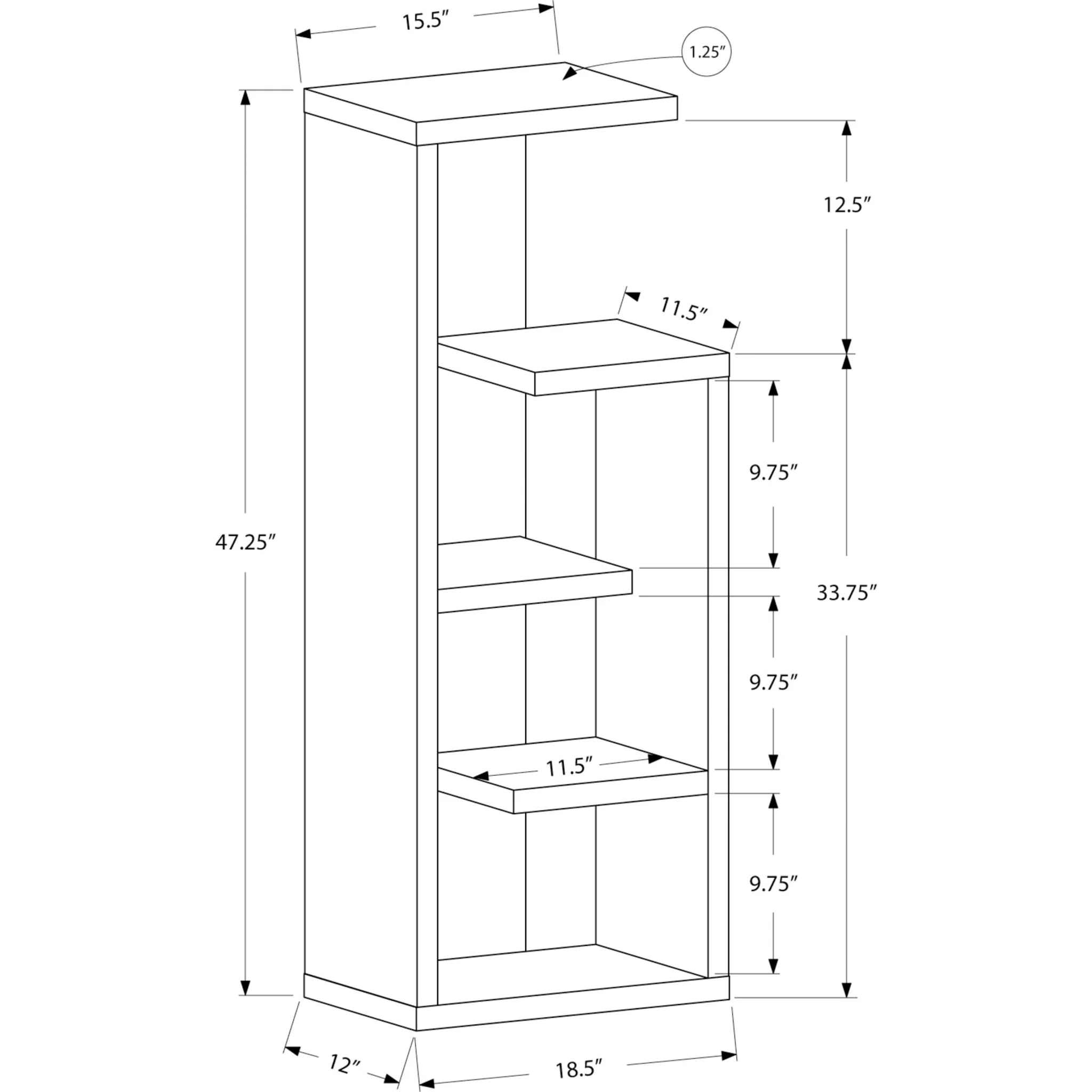 48" Bookcase - Dark Taupe - Image 4