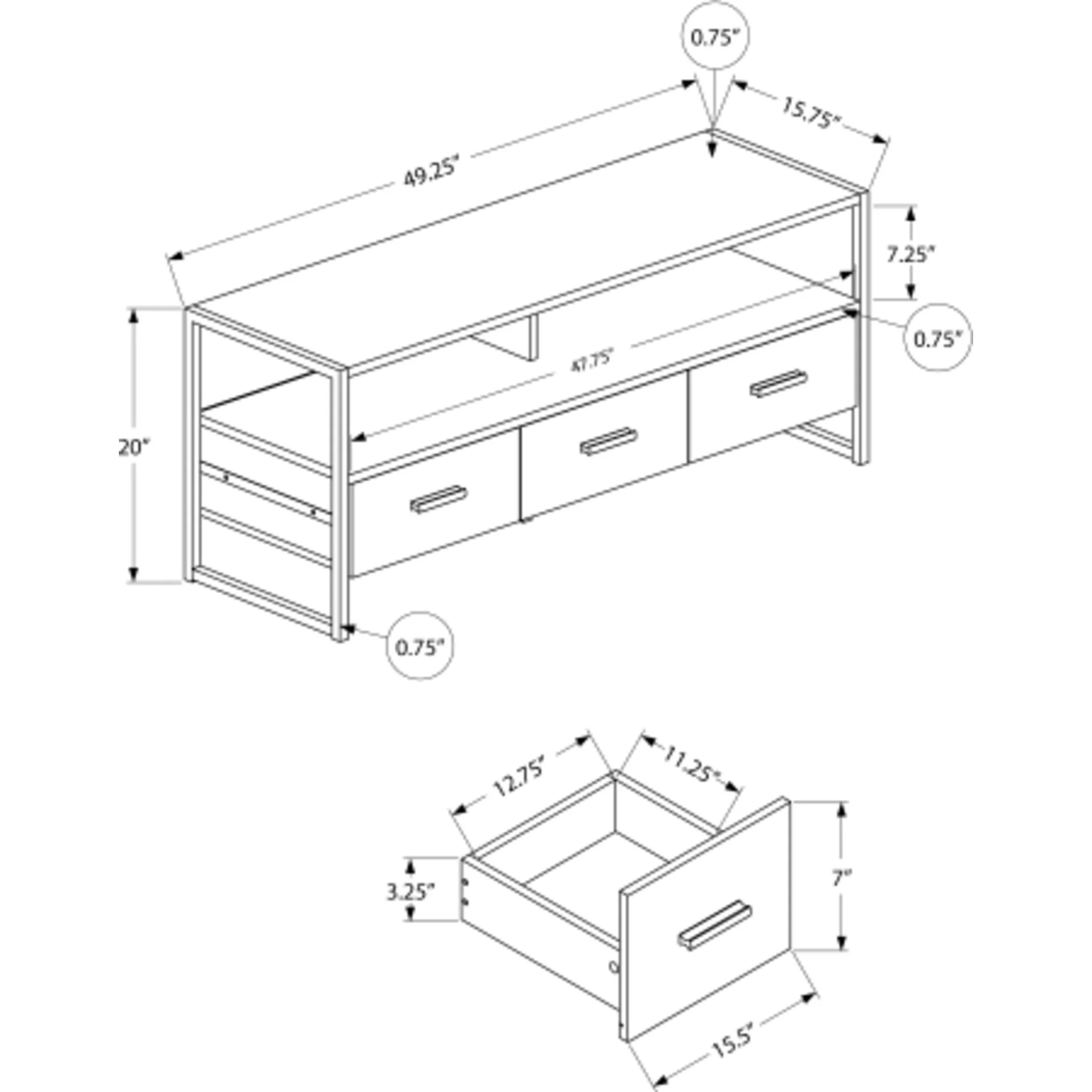 48" TV Stand - Dark Taupe - Image 5