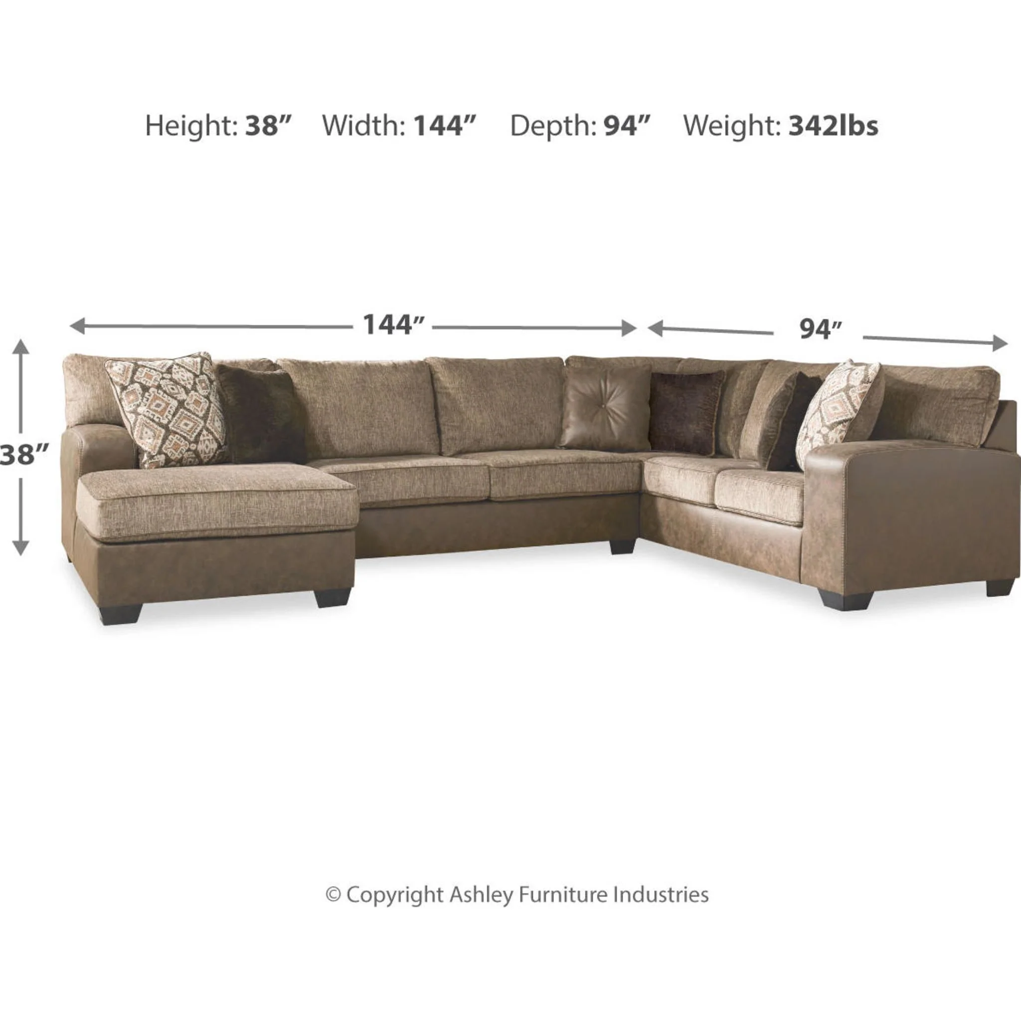 Abalone 3 Piece Sectional with Chaise - Image 8