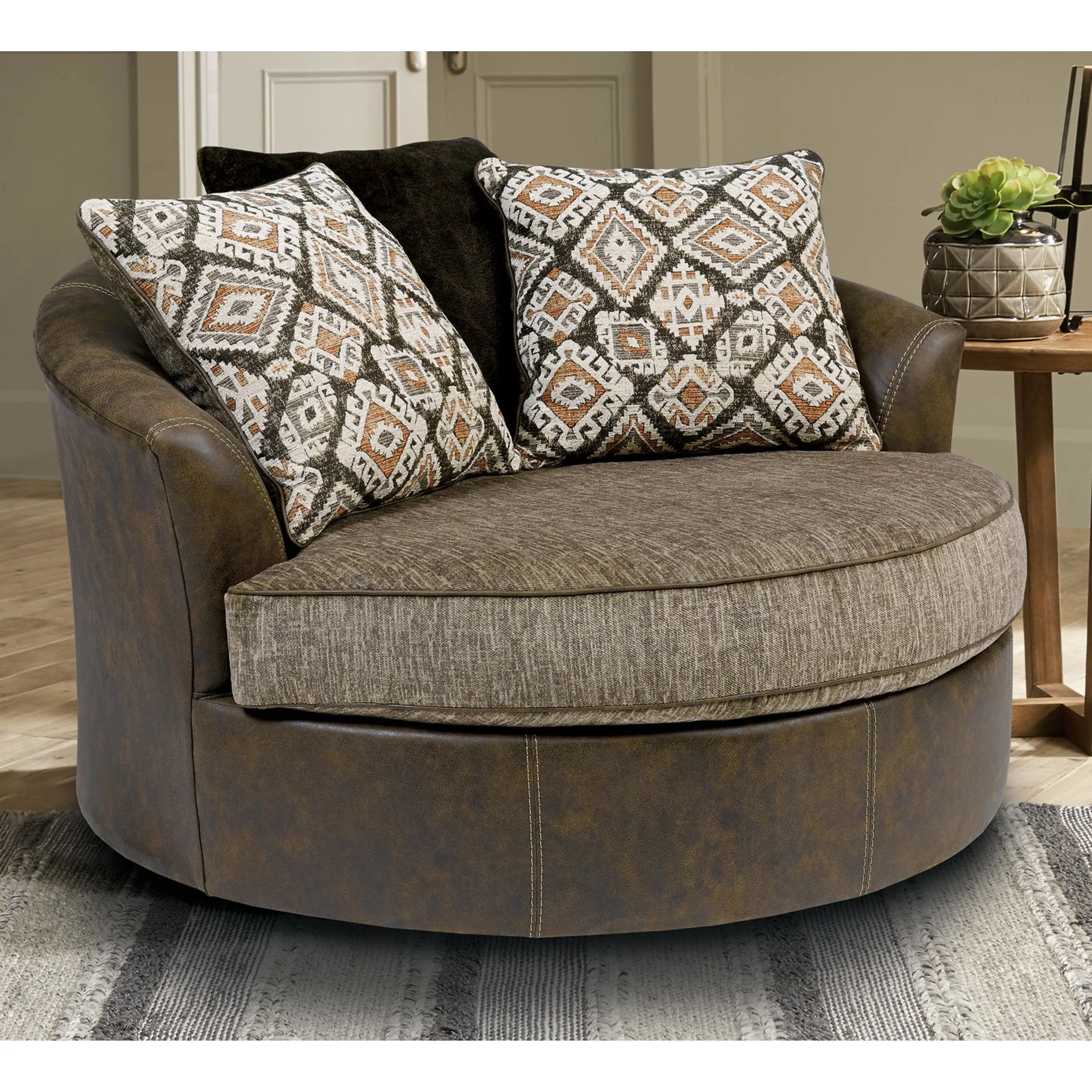 Abalone Swivel Chair - Chocolate - Image 11