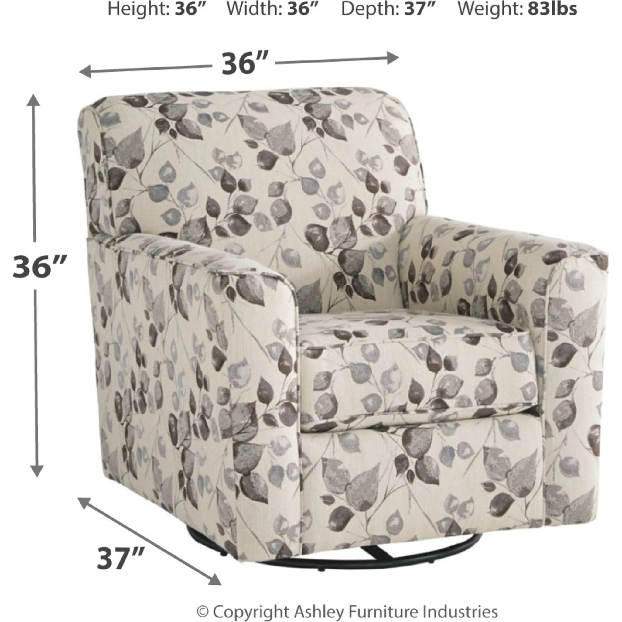Abney Swivel Chair - Platinum - Image 4