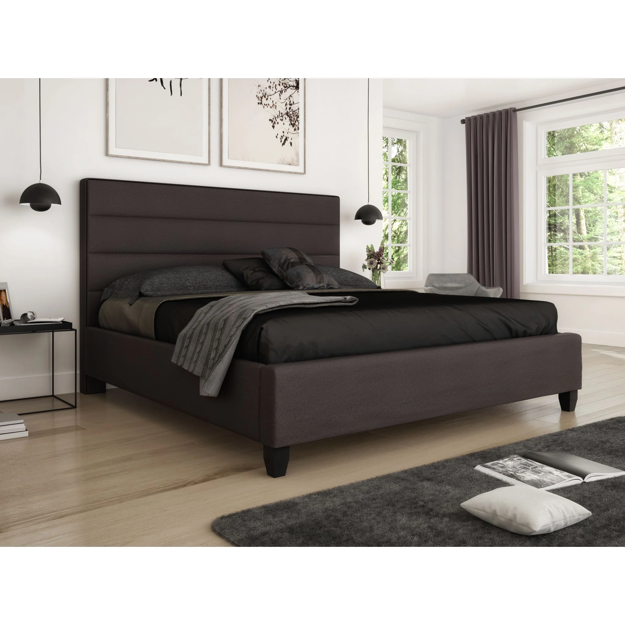 Adelaide King Upholstered Bed - Joshua Charcoal - Image 2