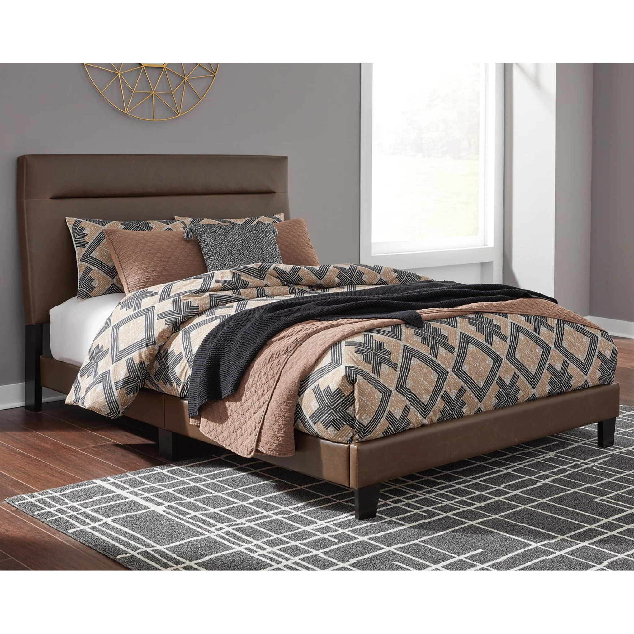 Adelloni Upholstered Platform Bed - Brown - Image 13