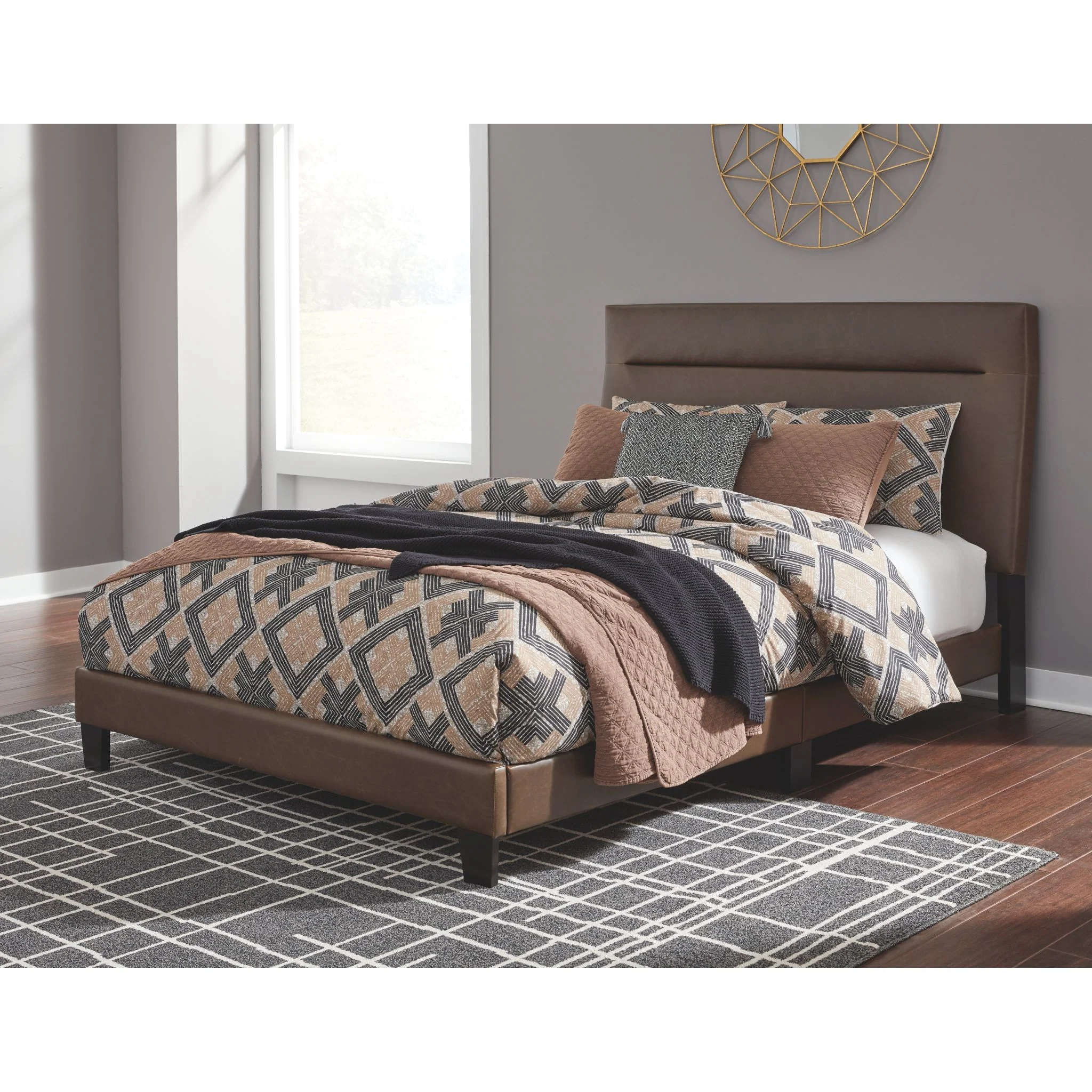 Adelloni Upholstered Platform Bed - Brown - Image 6