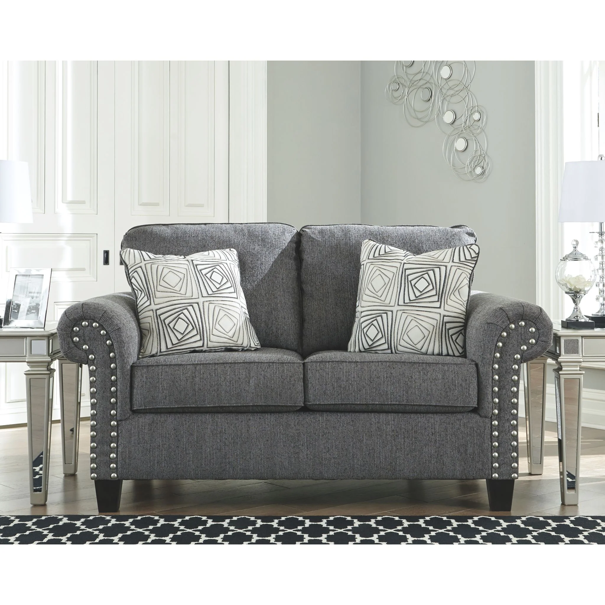 Agleno Loveseat - Charcoal - Image 2