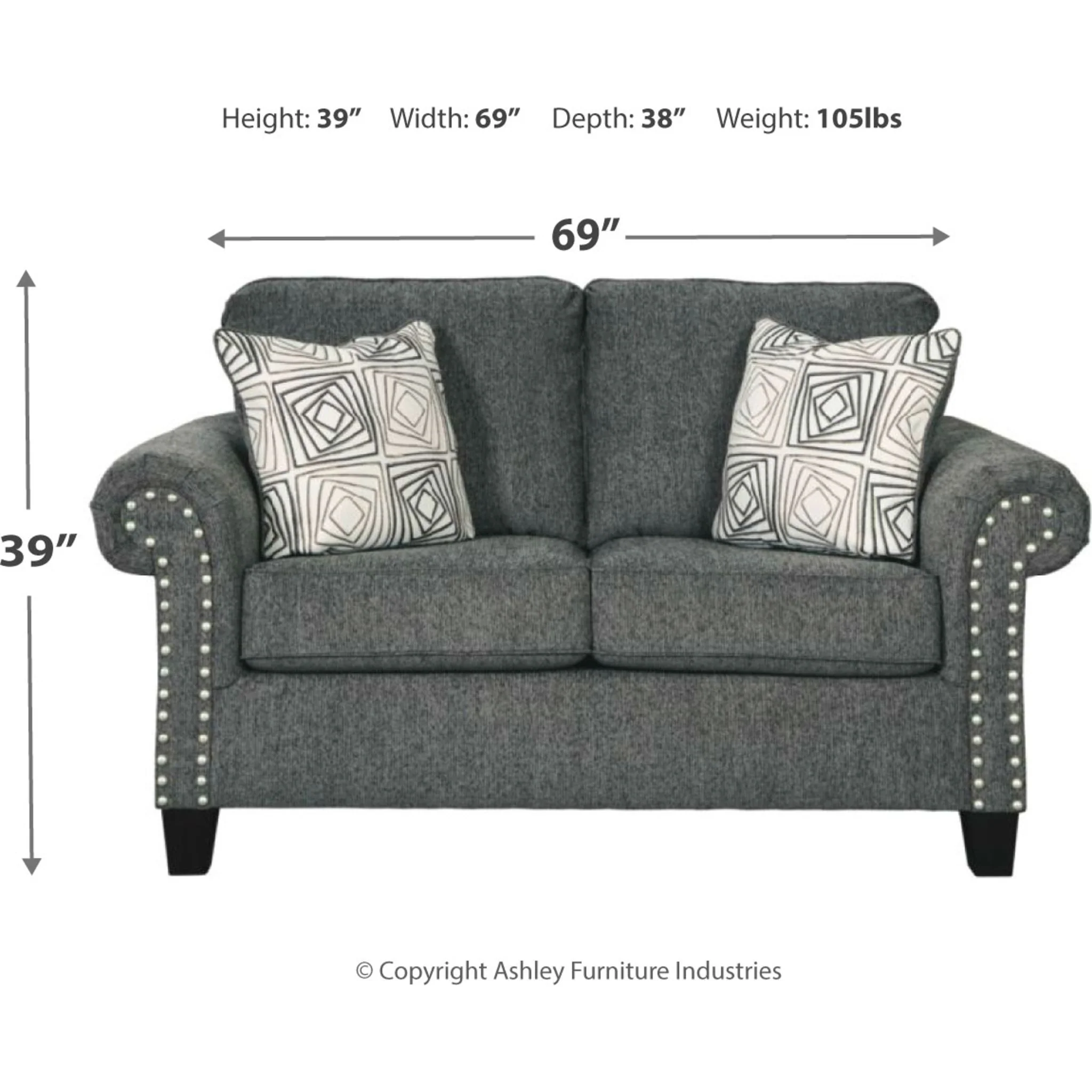 Agleno Loveseat - Charcoal - Image 4