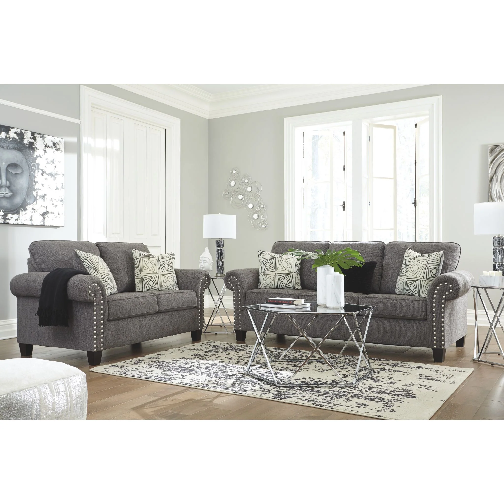 Agleno Loveseat - Charcoal - Image 5