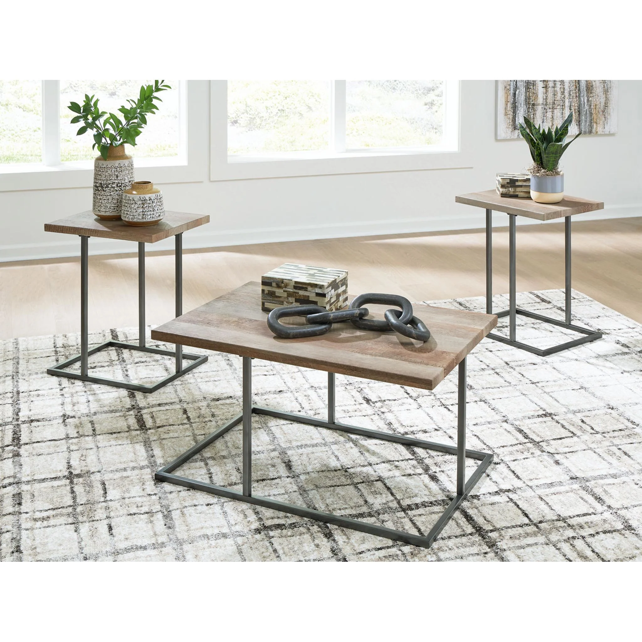 Albreane 3 Pack Tables - Grayish Brown/Black - Image 3