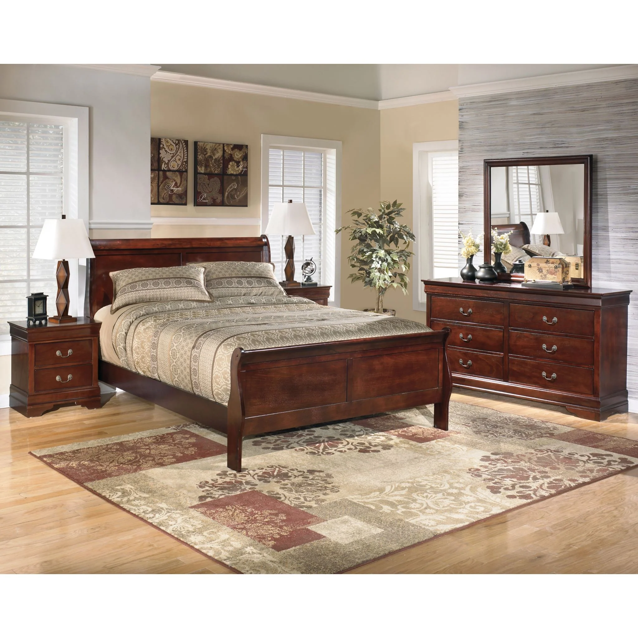 Alisdair 5 Piece Queen Sleigh Bedroom - Dark Brown - Image 2