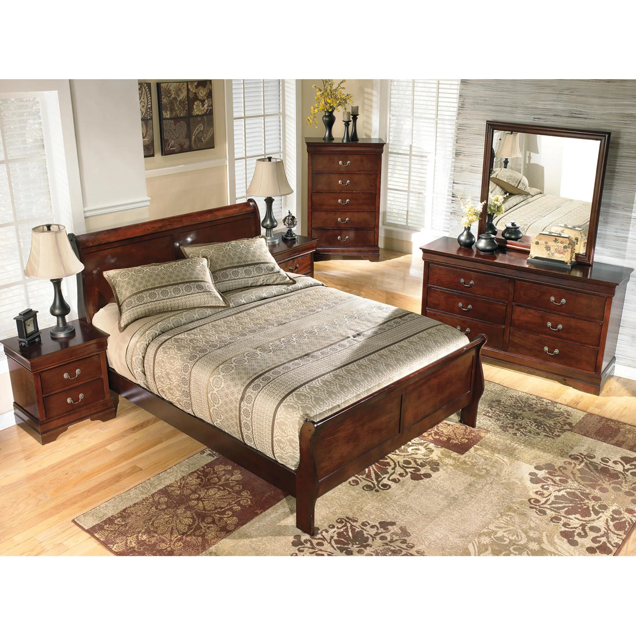 Alisdair 5 Piece Queen Sleigh Bedroom - Dark Brown - Image 25