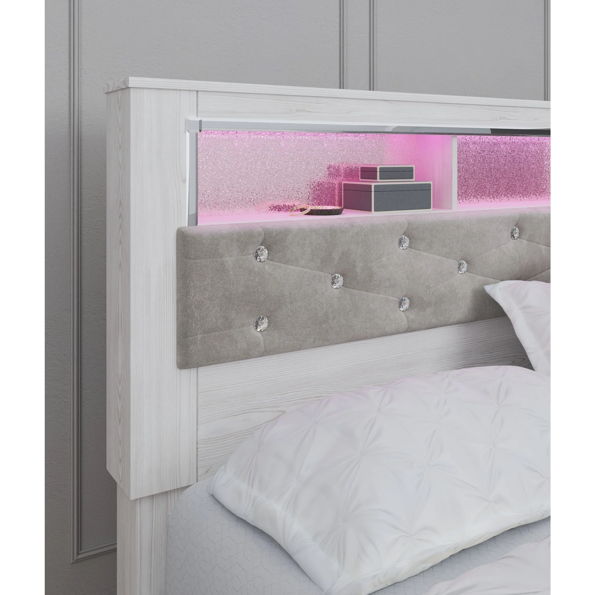 Altyra Queen Bookcase Headboard - White - Image 9