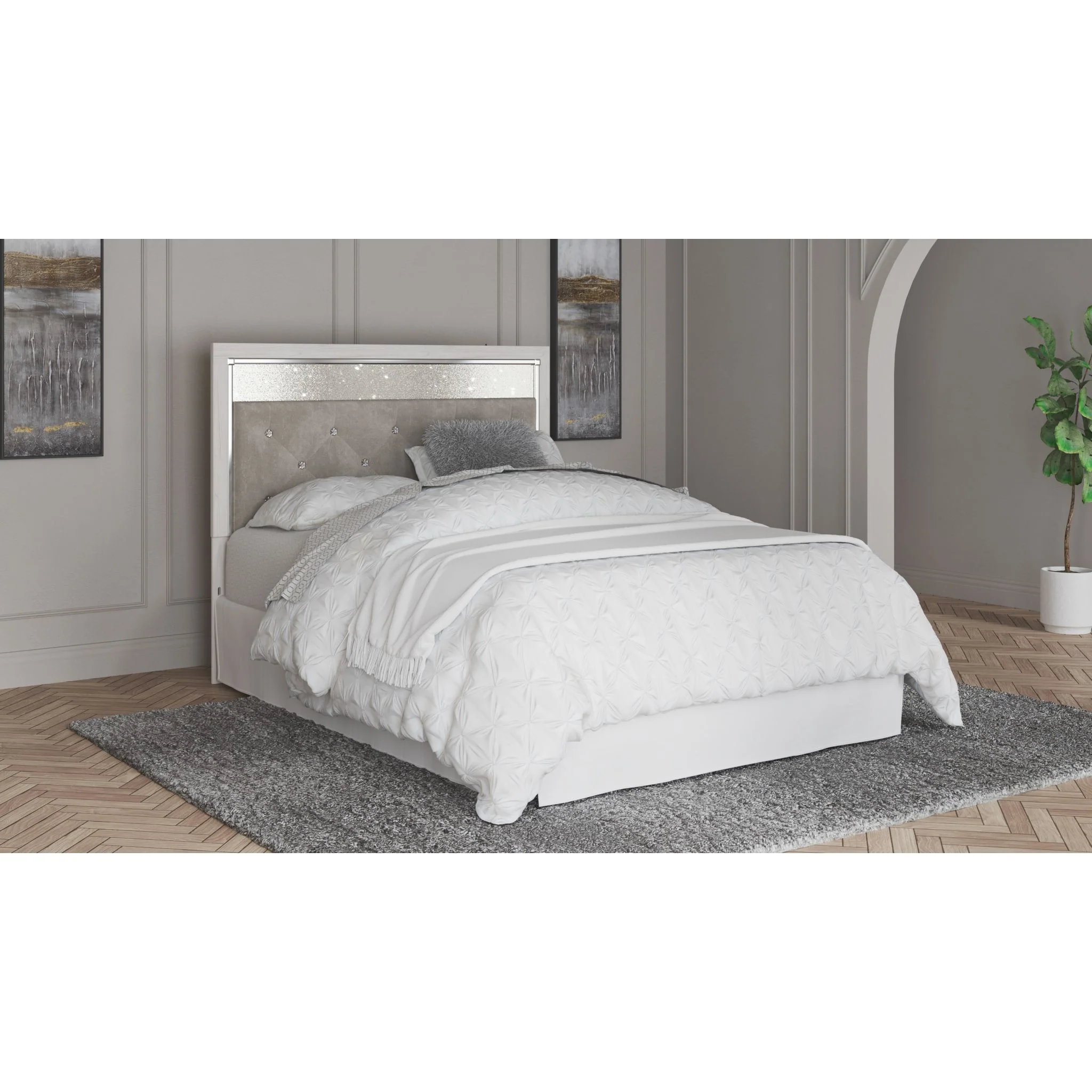 Altyra Twin Panel Headboard - White - Image 2