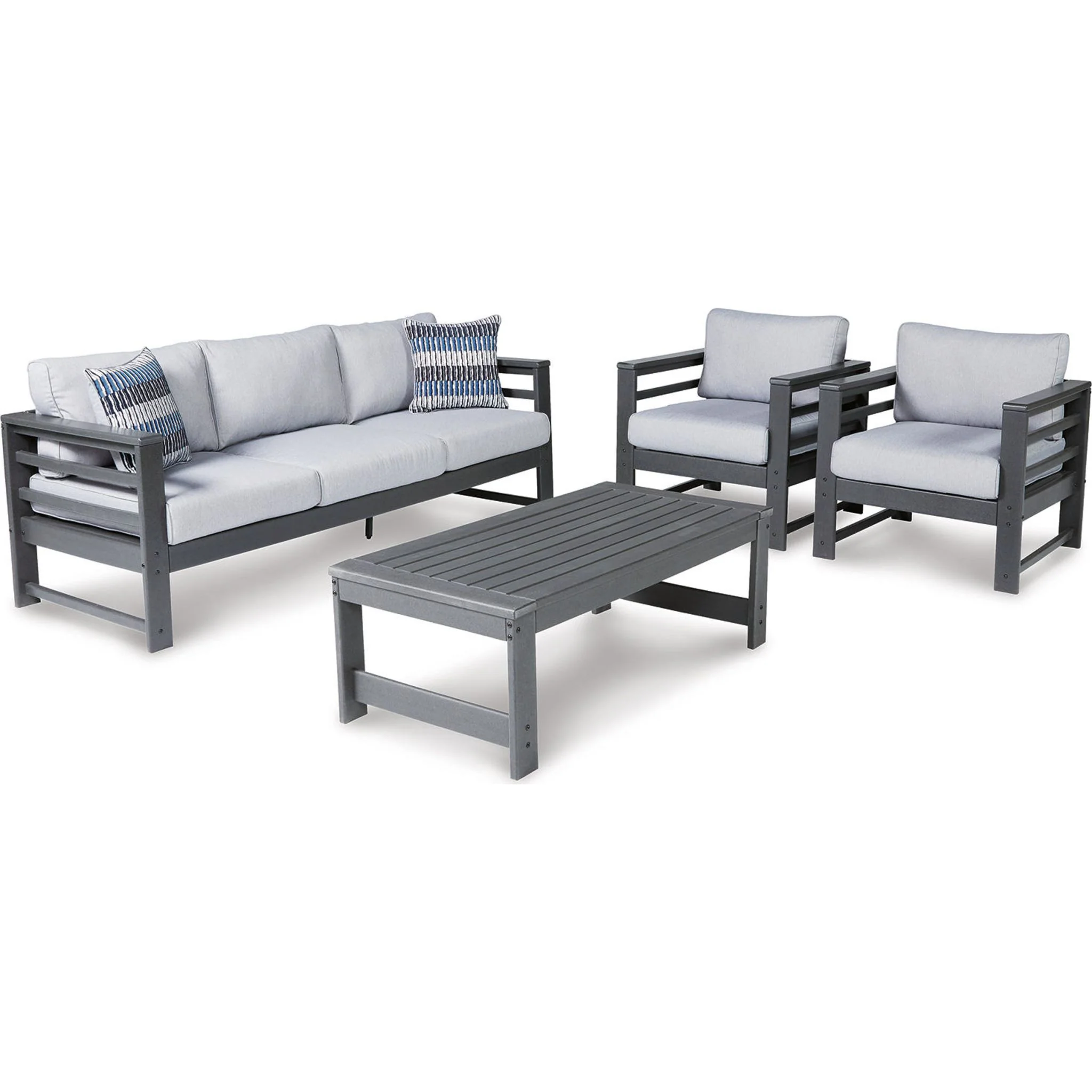 Amora 4 Piece Outdoor Seating - Charcoal Gray