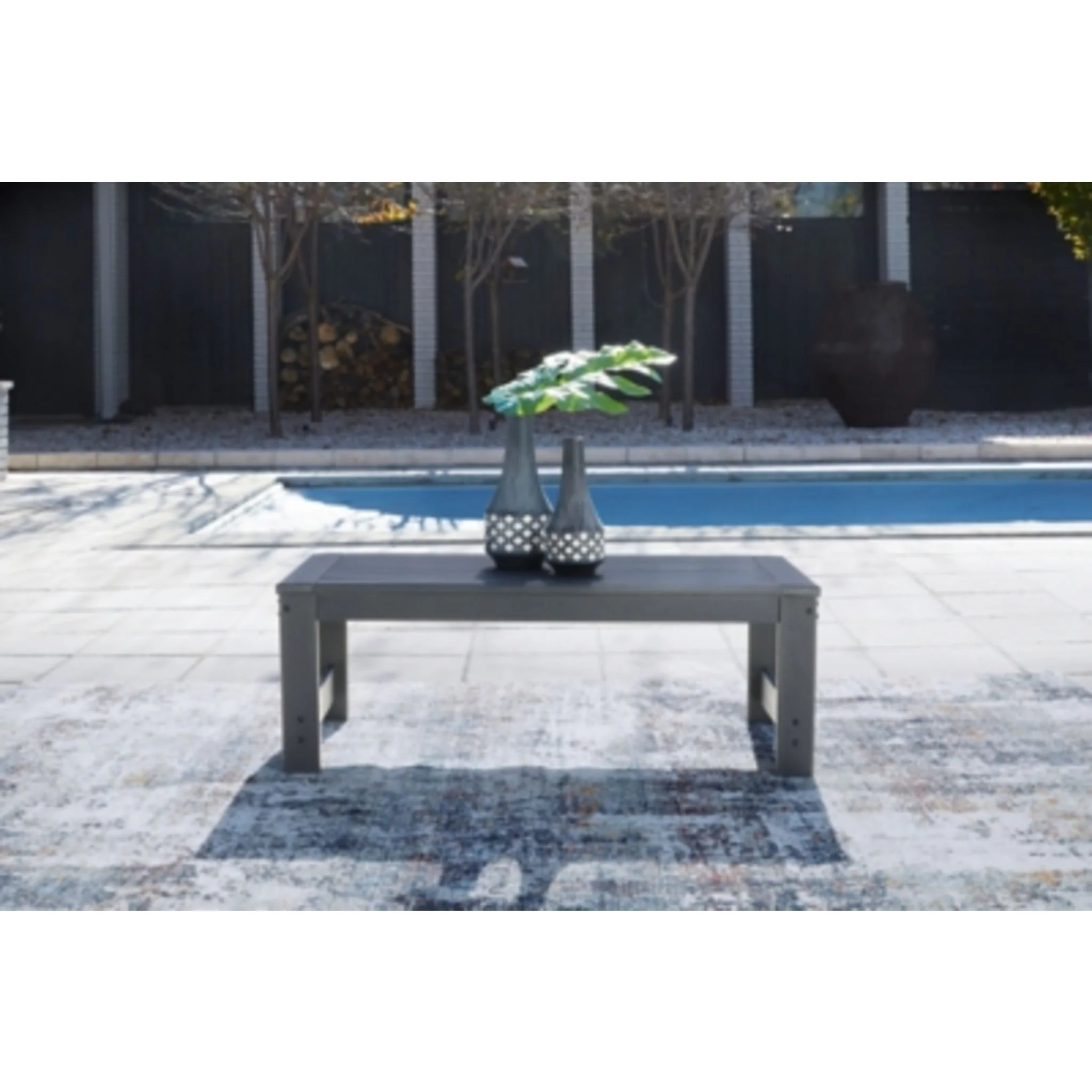Amora Outdoor Coffee Table - Charcoal Gray - Image 2