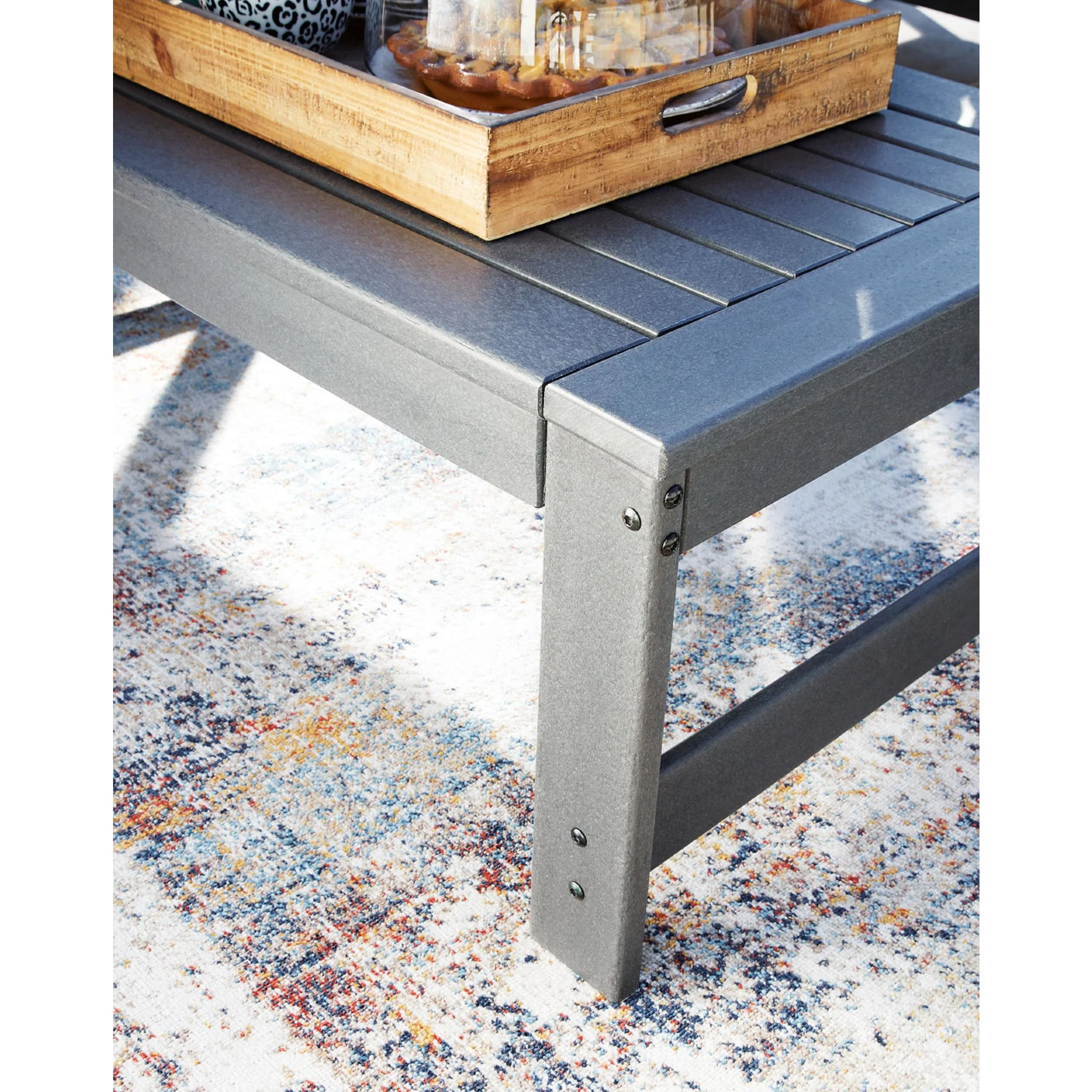 Amora Outdoor Coffee Table - Charcoal Gray - Image 4
