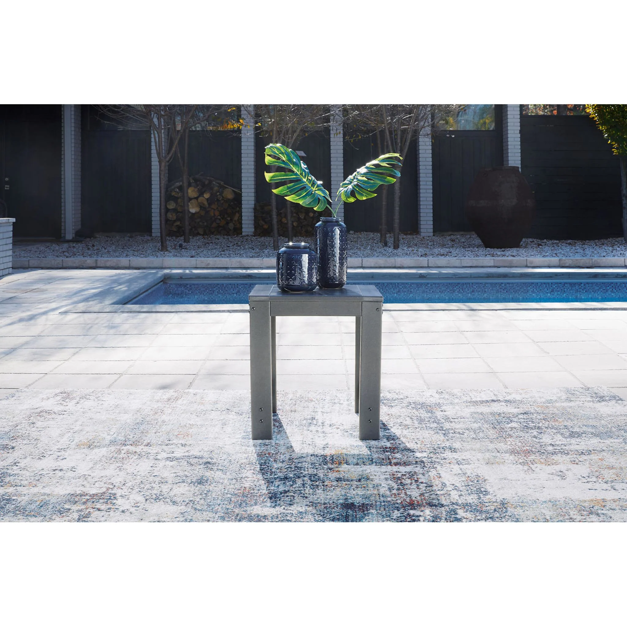 Amora Outdoor End Table - Charcoal Gray - Image 2