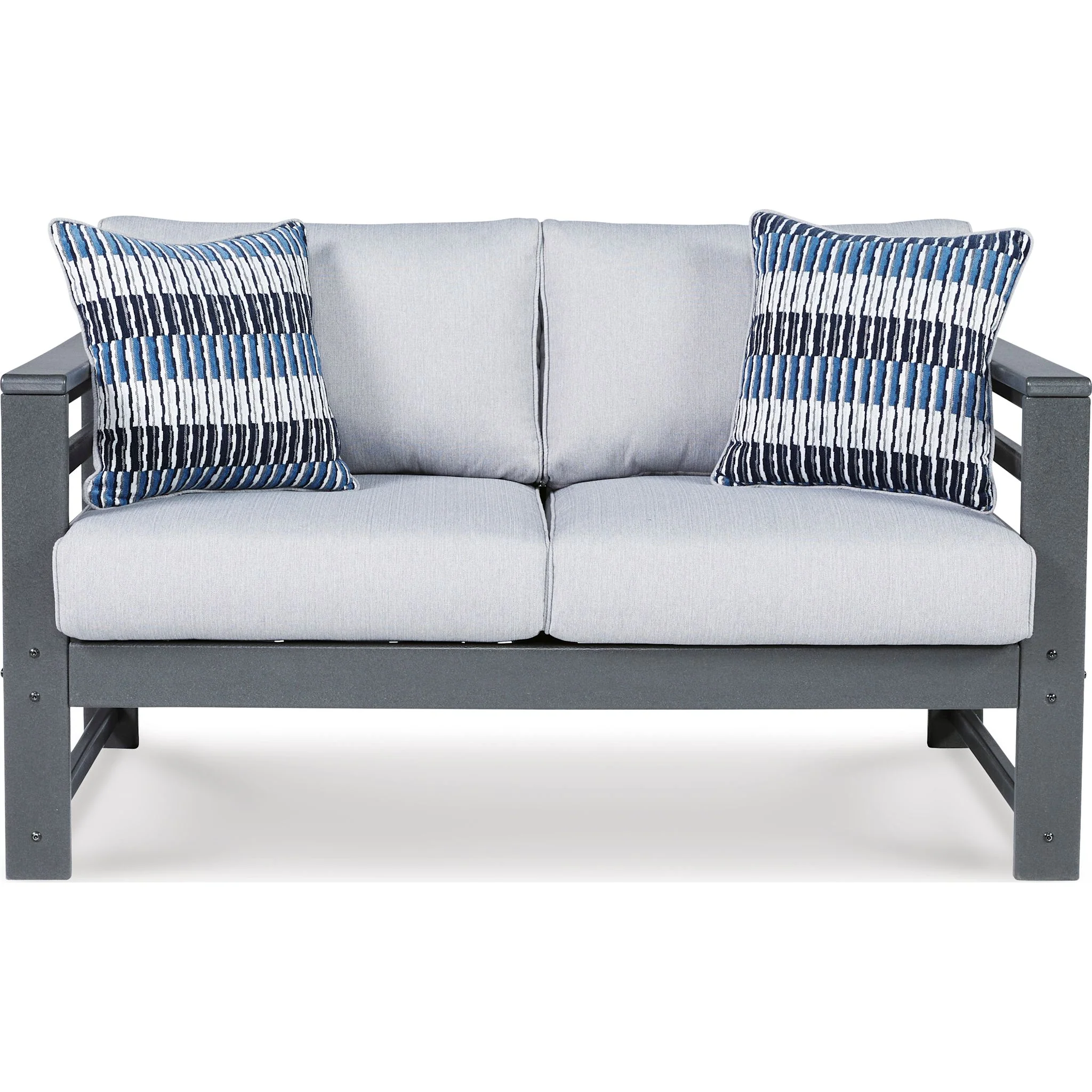 Amora Outdoor Loveseat with Cushion - Charcoal Gray