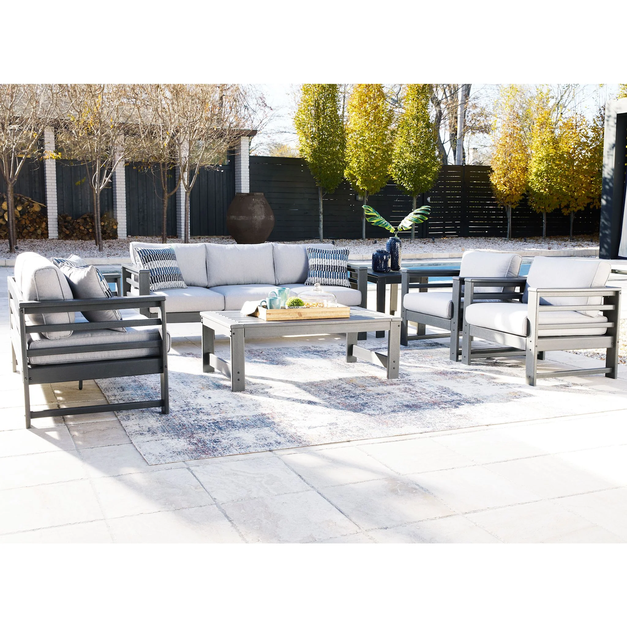 Amora Outdoor Loveseat with Cushion - Charcoal Gray - Image 11