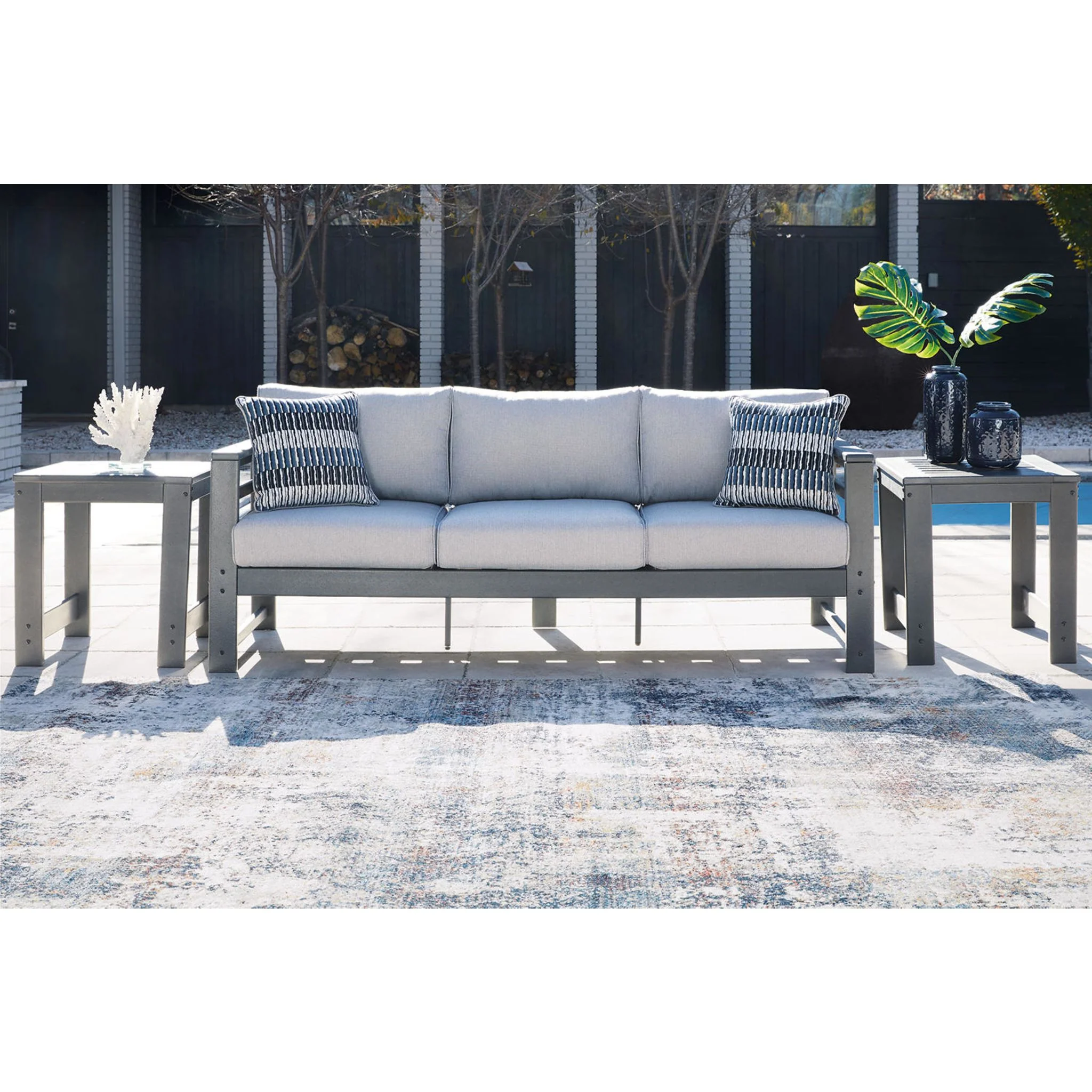 Amora Outdoor Sofa with Cushion - Charcoal Gray - Image 2