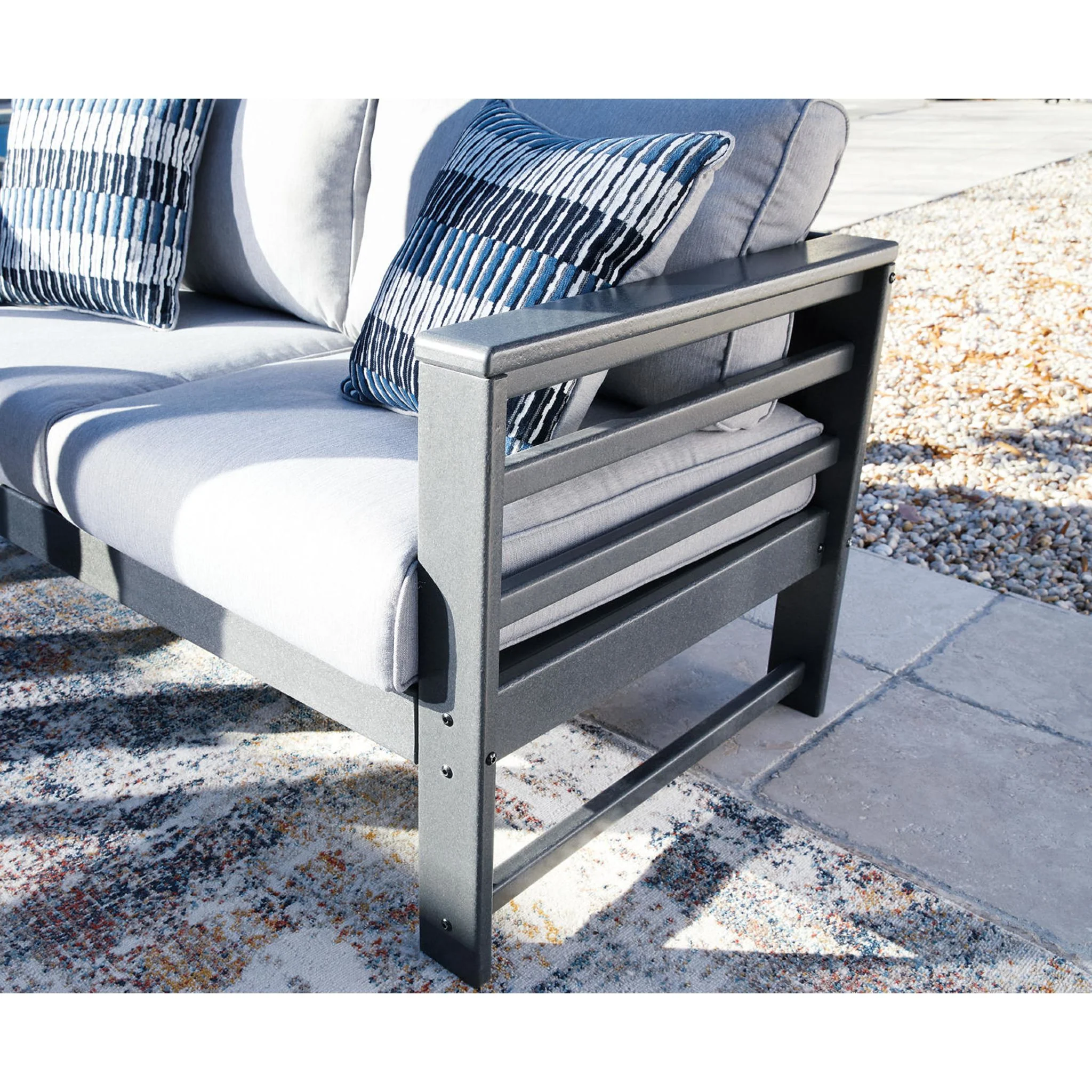 Amora Outdoor Sofa with Cushion - Charcoal Gray - Image 9