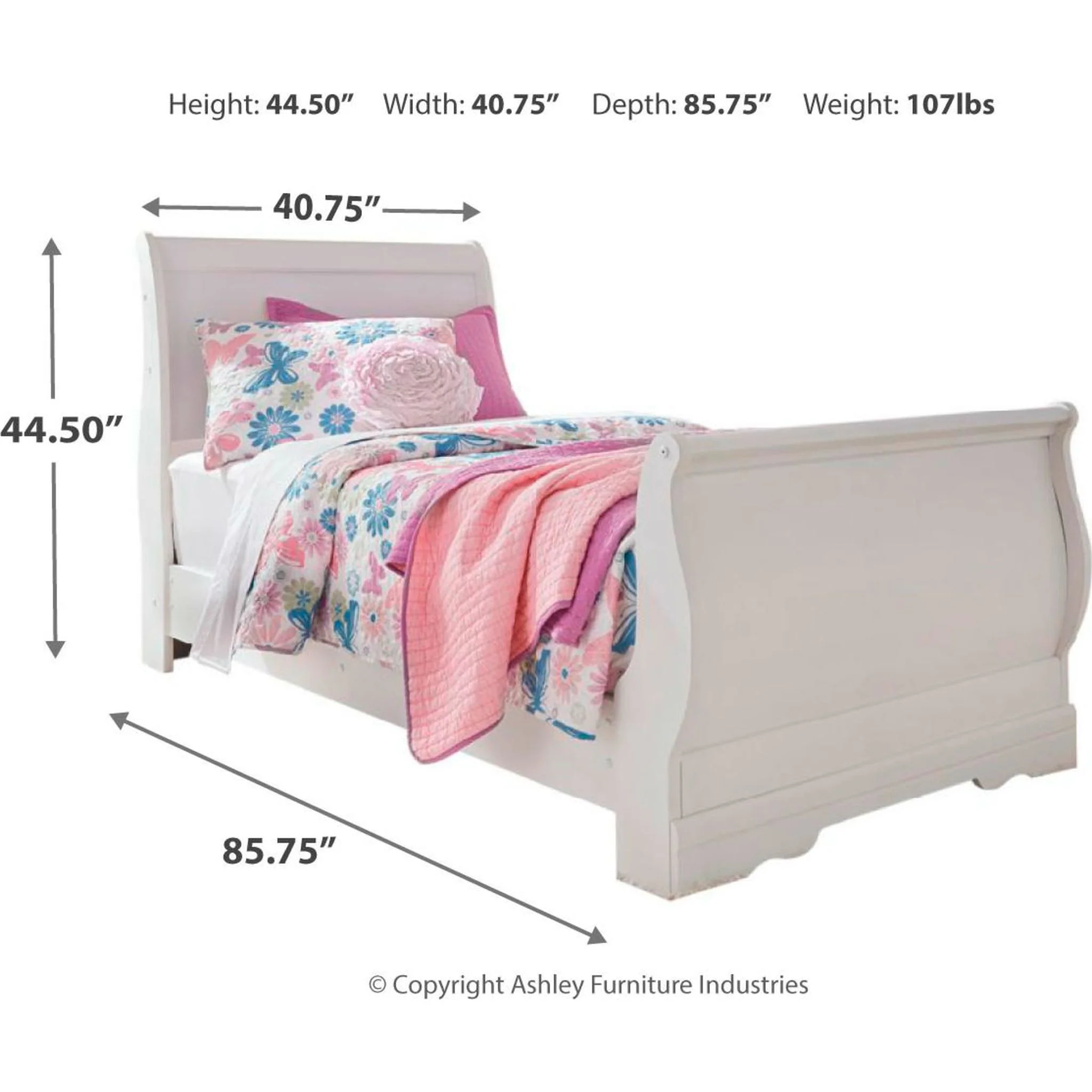 Anarasia 6 Piece Twin Sleigh Bedroom - White - Image 5