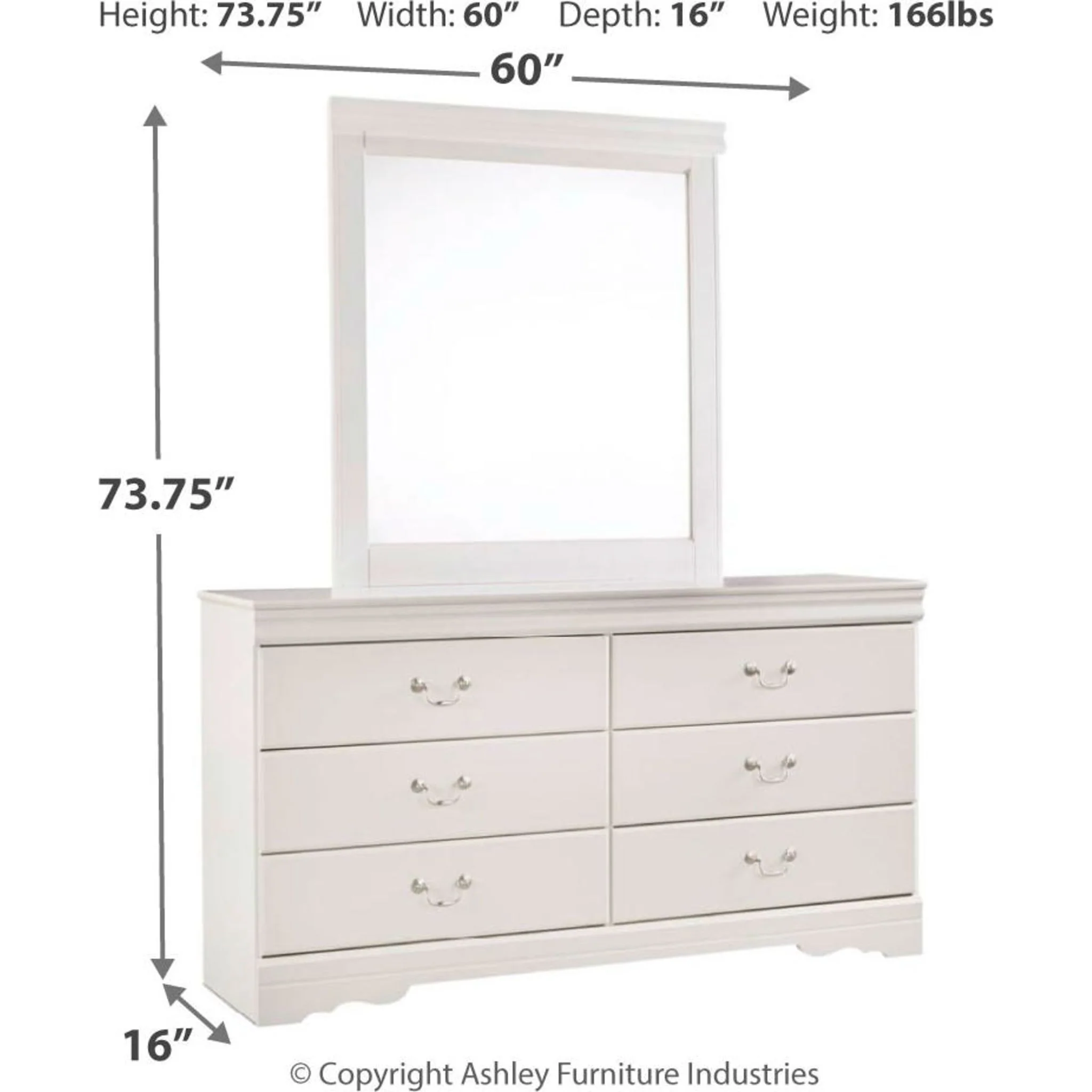 Anarasia Dresser and Mirror - White - Image 7