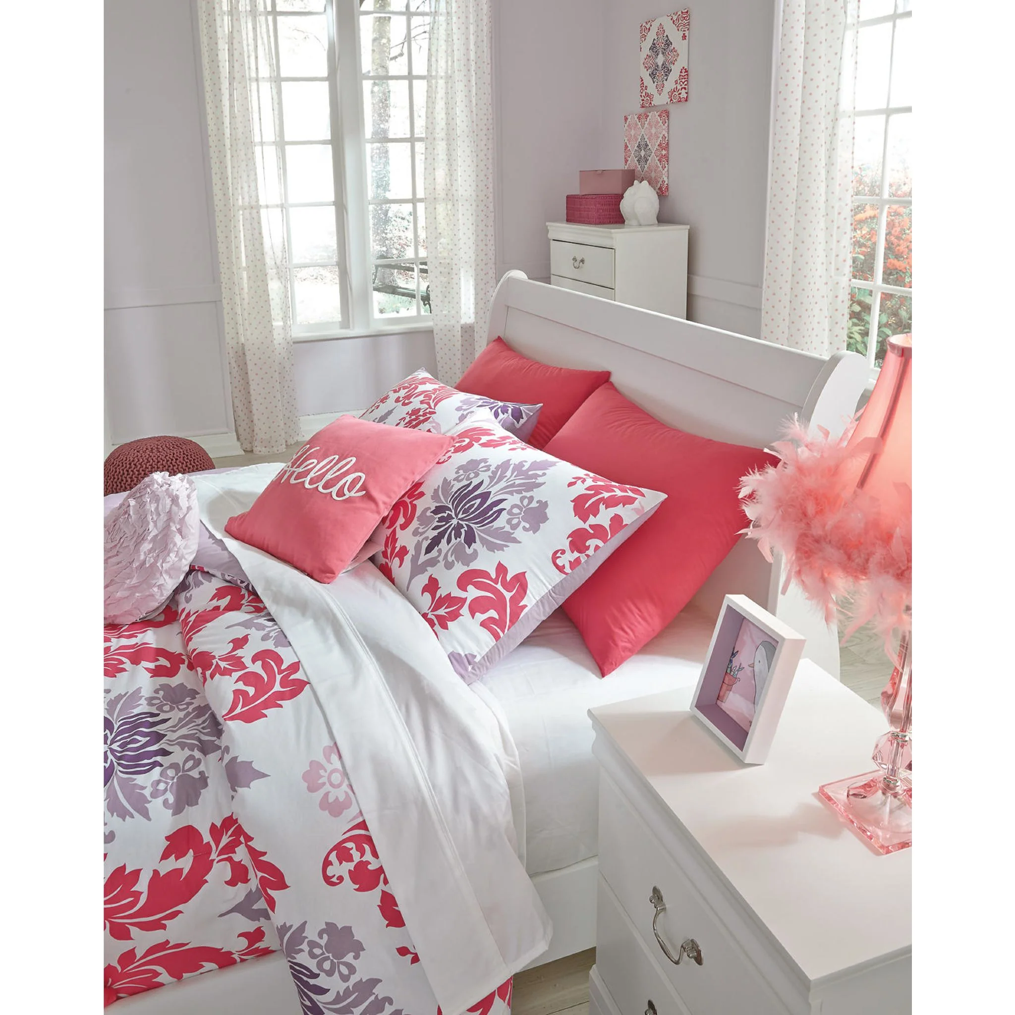 Anarasia Sleigh Headboard - White - Image 17