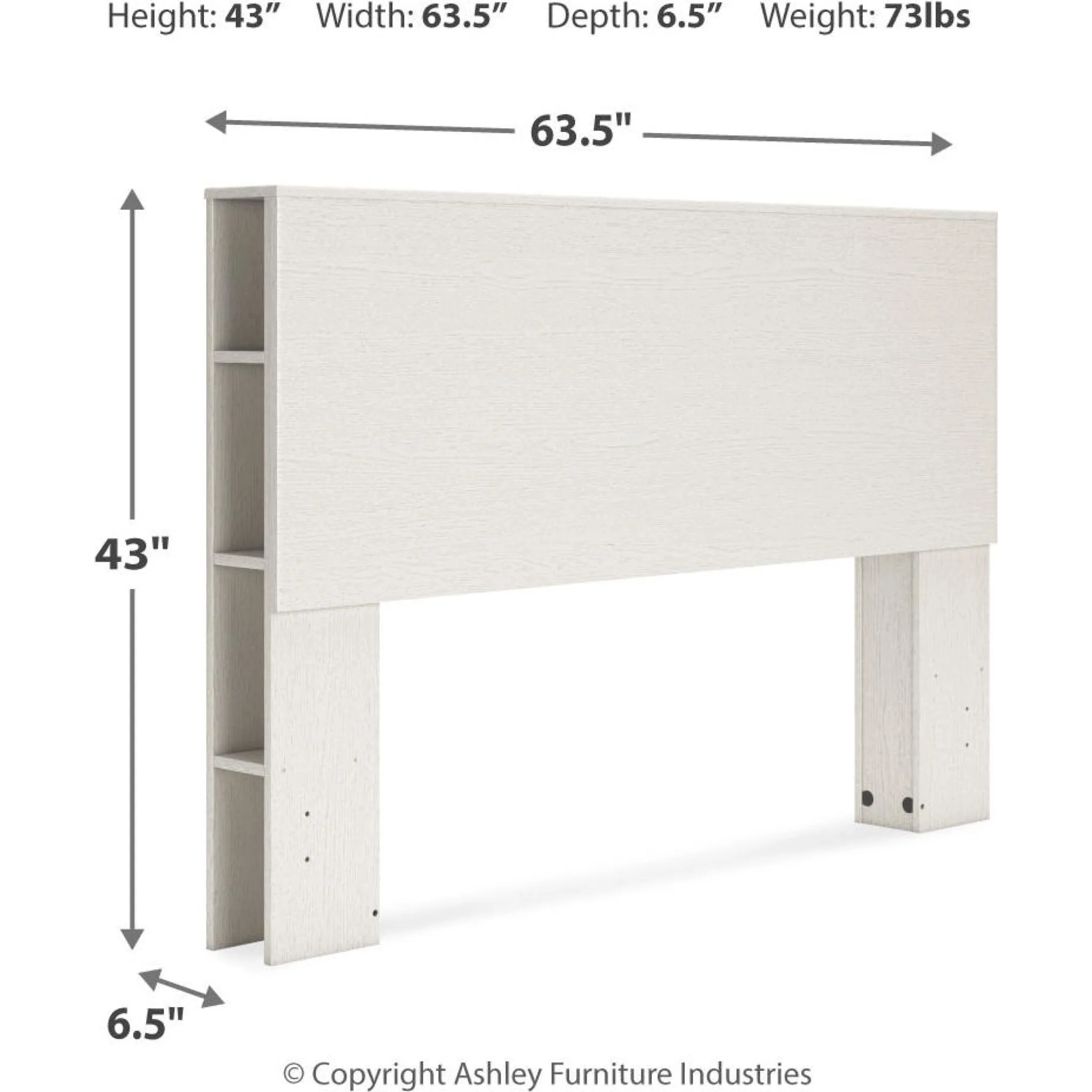 Aprilyn Queen Bookcase Headboard - White - Image 4