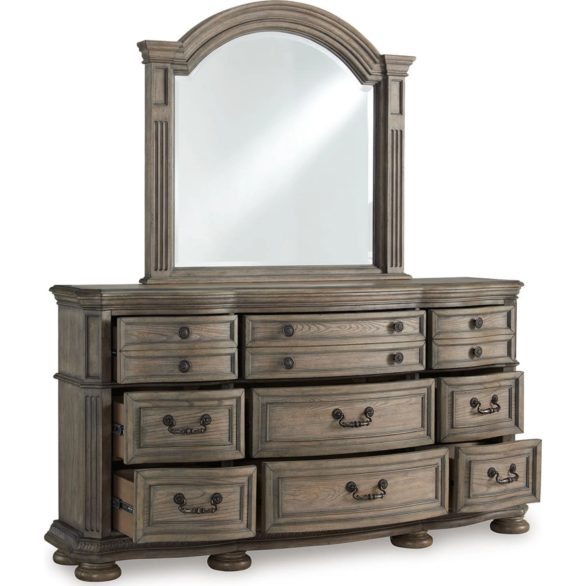 Ardenfield 6 Piece King Sleigh Bedroom - Light Brown - Image 3