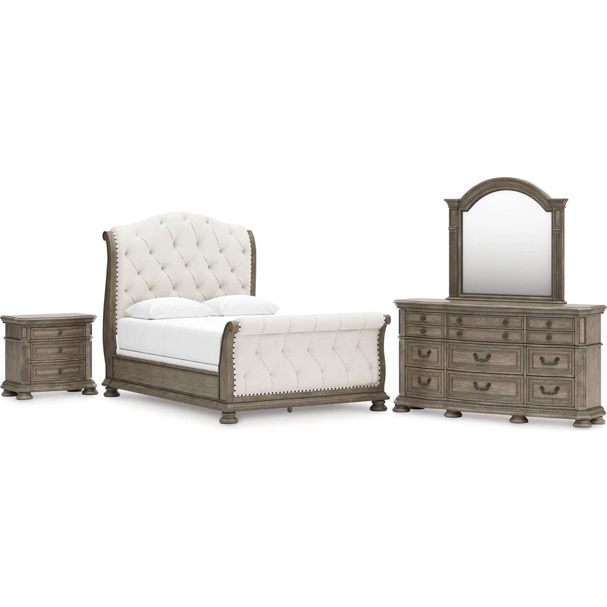 Ardenfield 6 Piece Queen Sleigh Bedroom - Light Brown