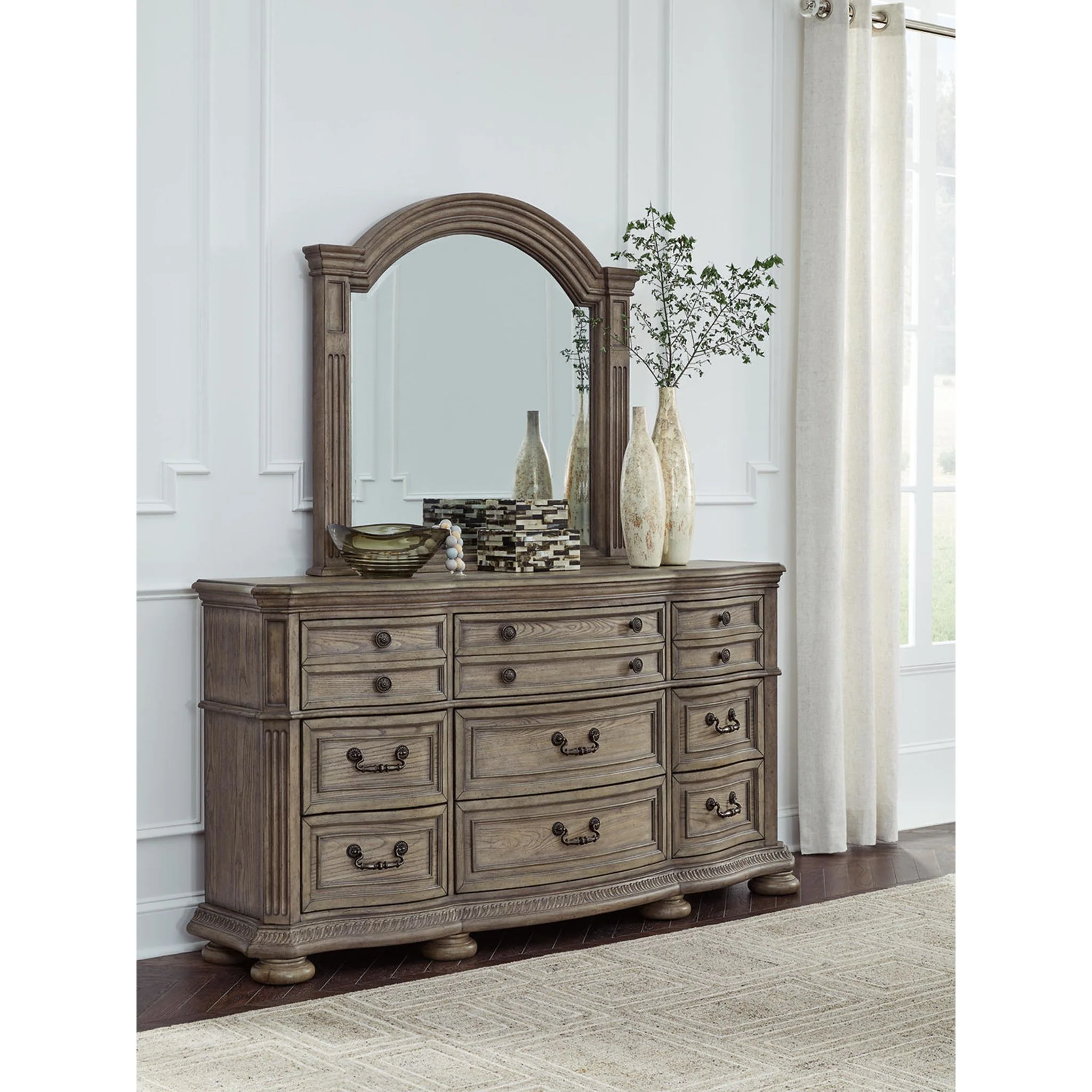 Ardenfield Dresser and Mirror - Light Brown - Image 4