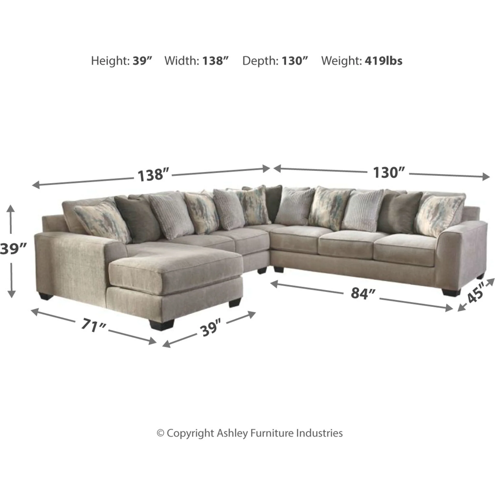 Ardsley 4 Piece Sectional with Chaise - Image 4