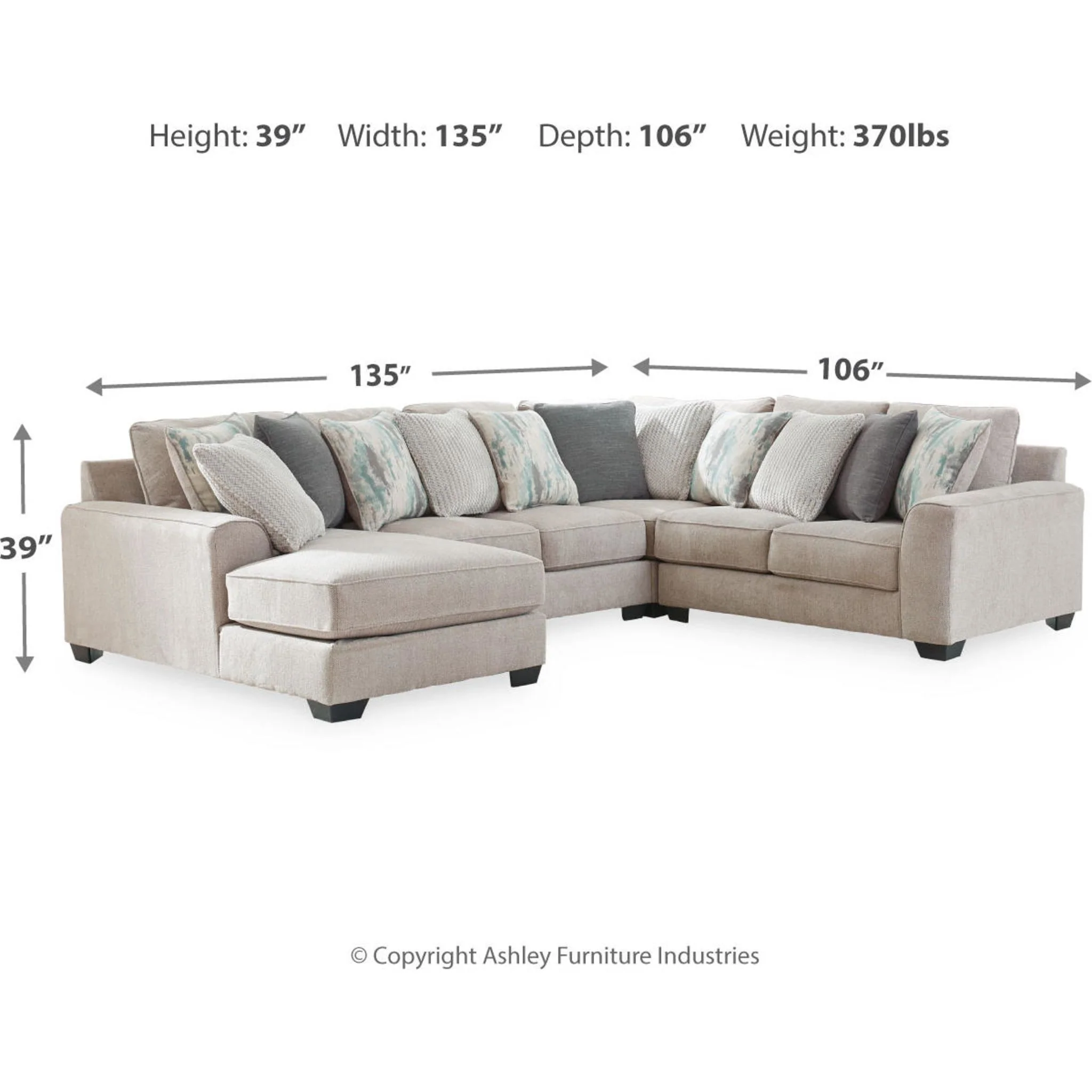 Ardsley 4 Piece Sectional with Chaise - Image 4