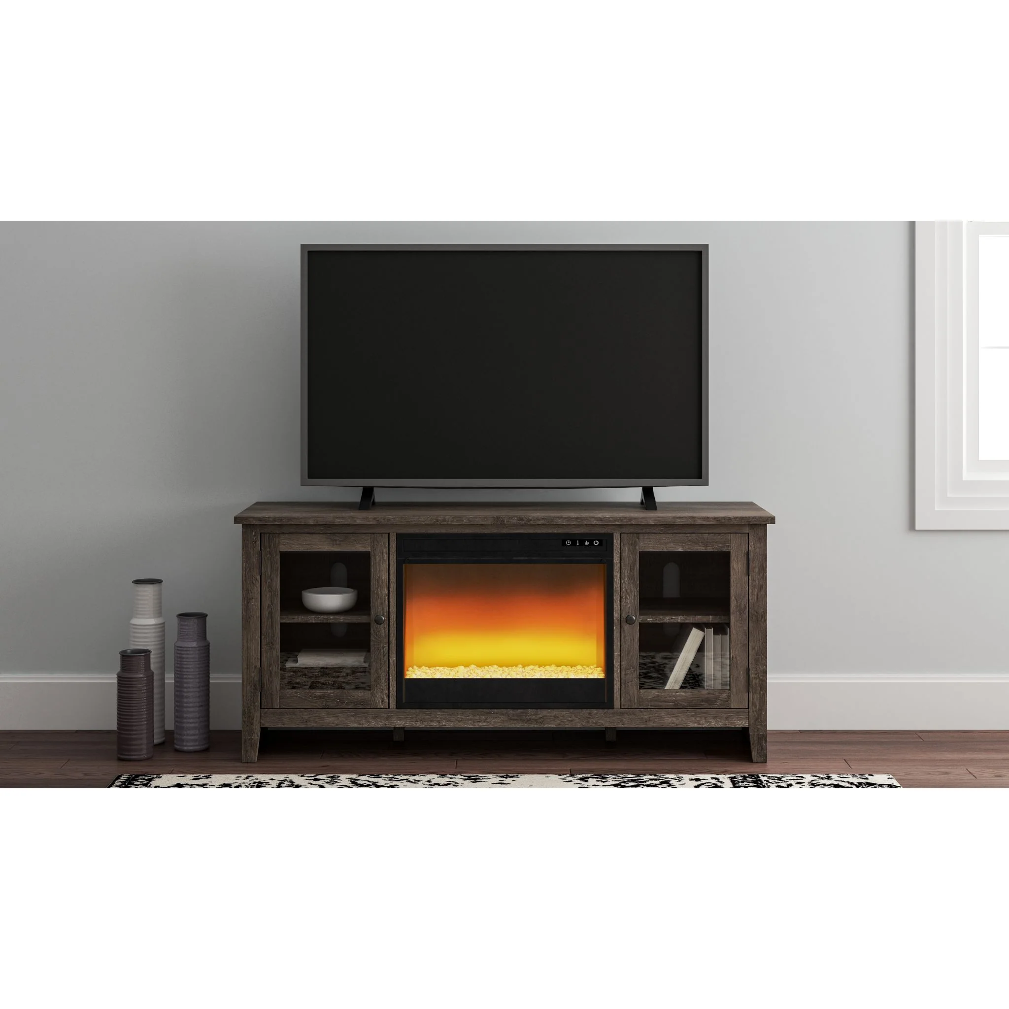 Arlenbry Credenza With Fireplace - Gray - Image 2