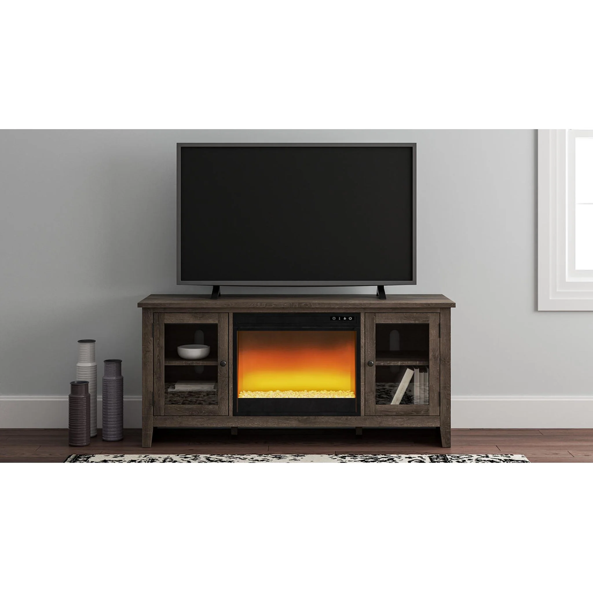 Arlenbry Credenza With Fireplace - Gray - Image 4