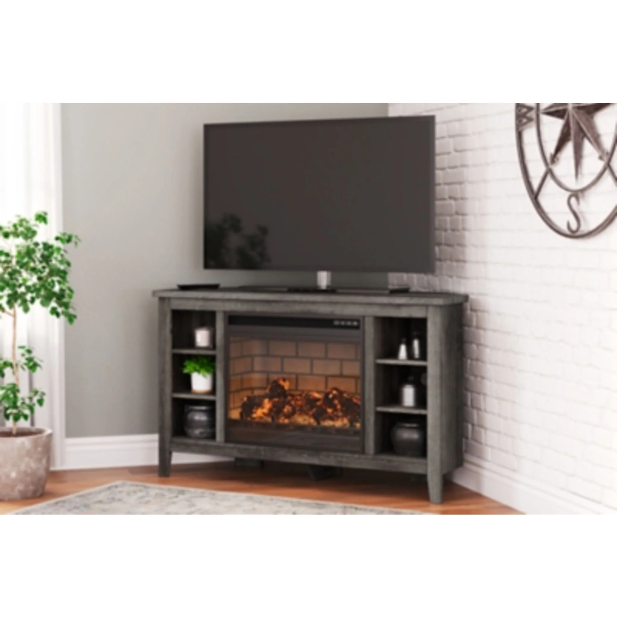 Arlenbry Entertainment Unit with Fireplace - Gray - Image 2