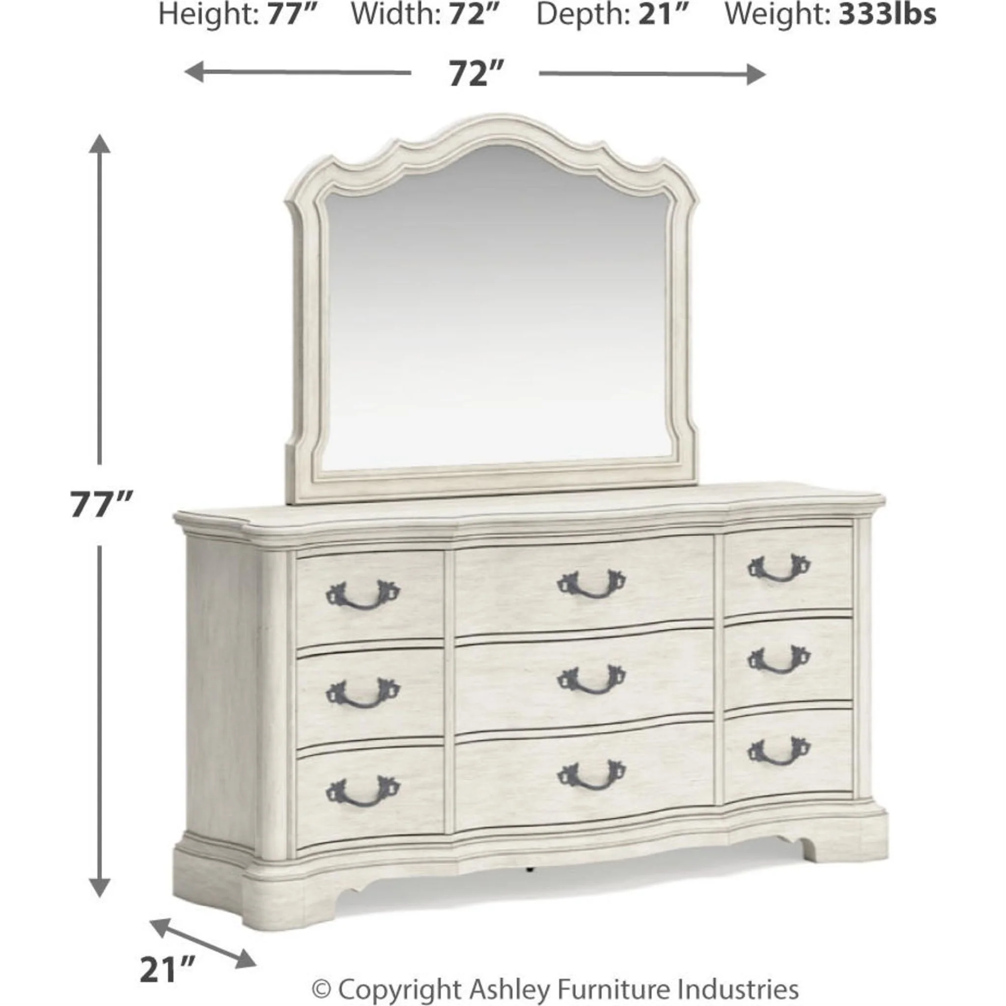 Arlendyne Dresser and Mirror - Antique White - Image 11