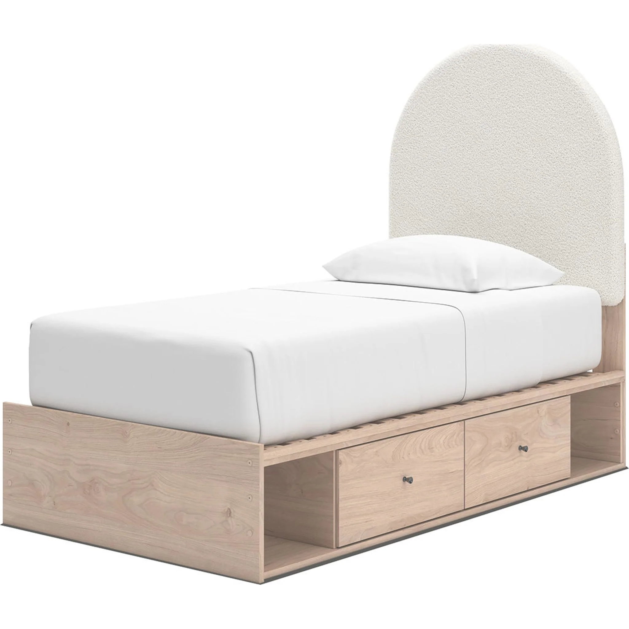 Arloster Platform Bed with 4 Drawer Storage - Tan/White - Image 3