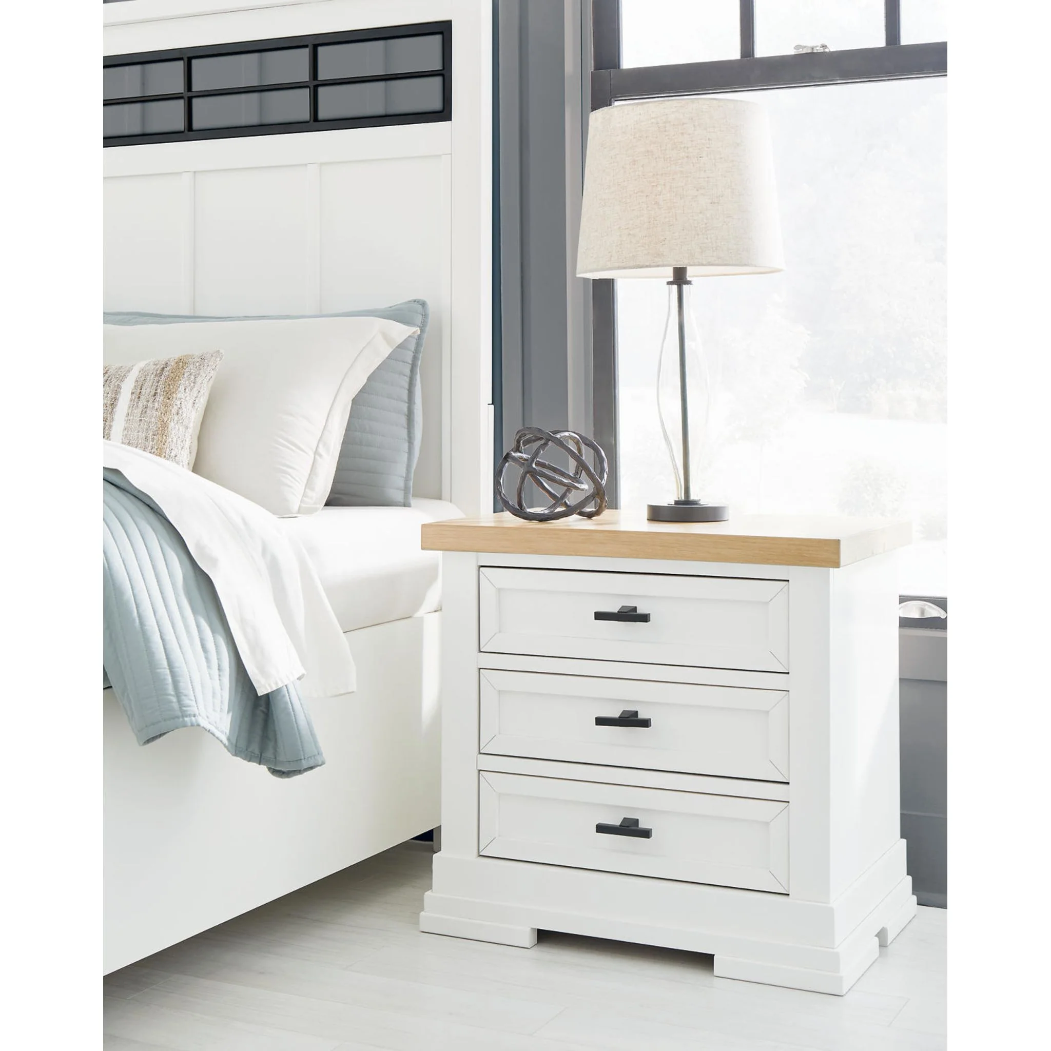 Ashbryn 6 Piece King Storage Bedroom - White/Natural - Image 27