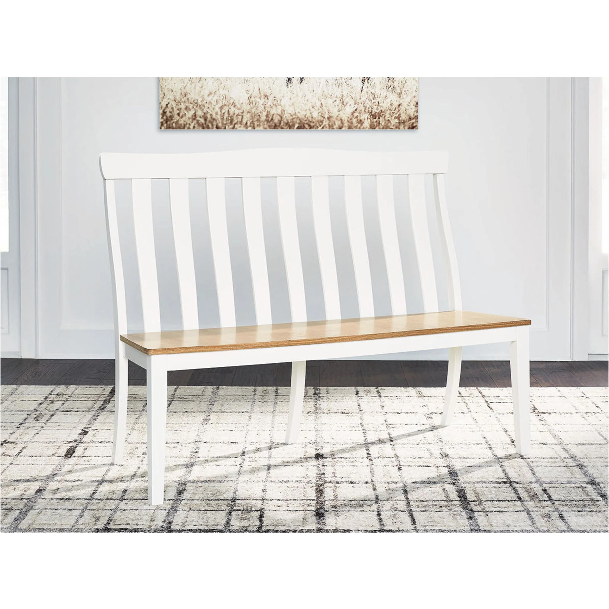 Ashbryn Dining Bench - White/Natural - (D844-08) - Image 2