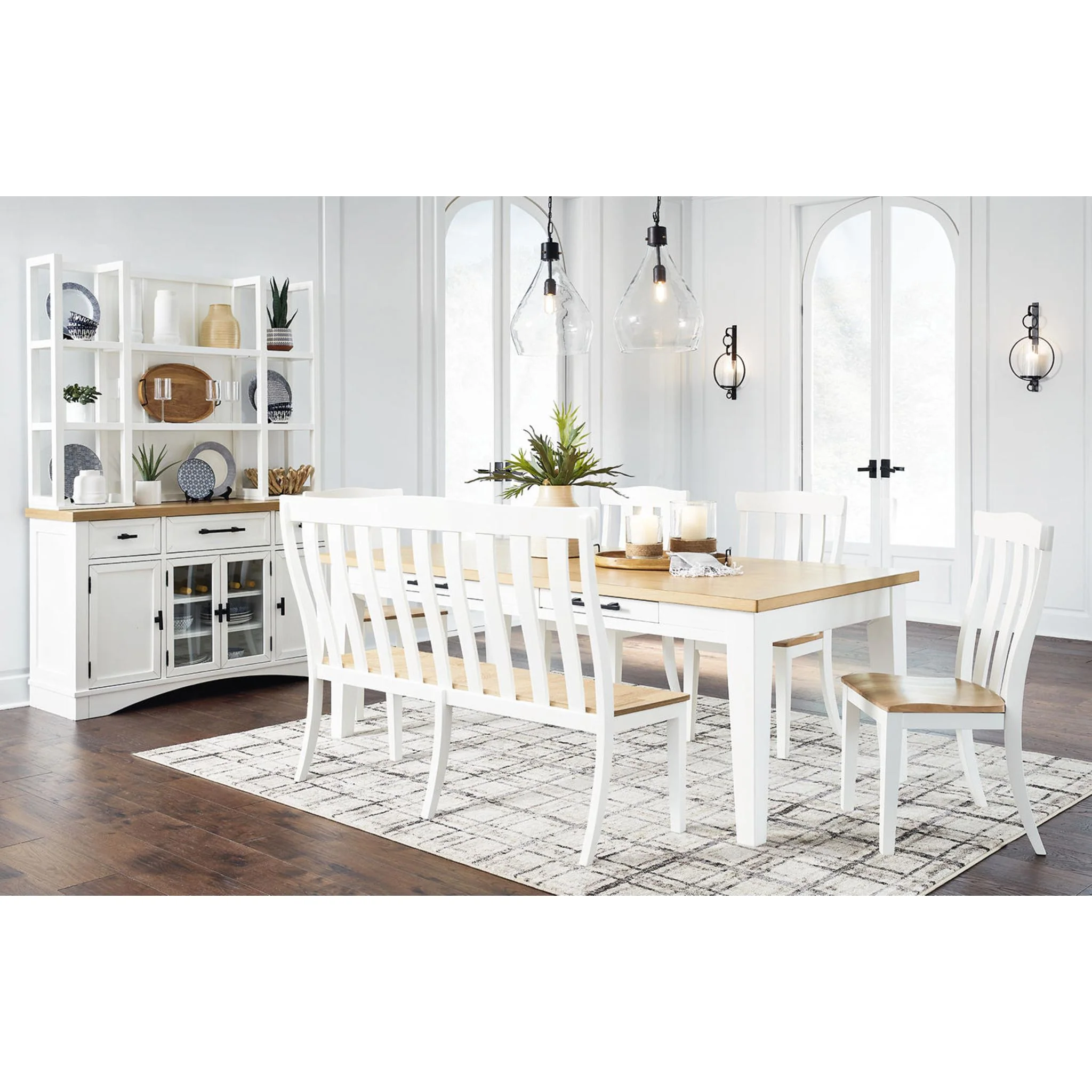 Ashbryn Dining Bench - White/Natural - (D844-08) - Image 8
