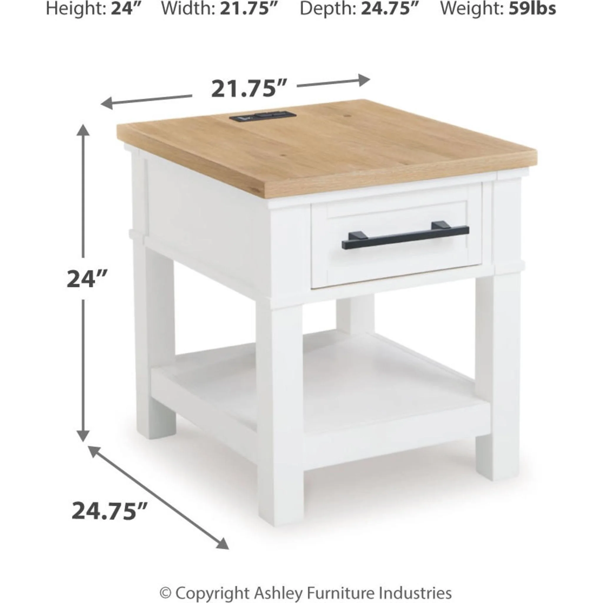 Ashbryn End Table - White/Natural - Image 10