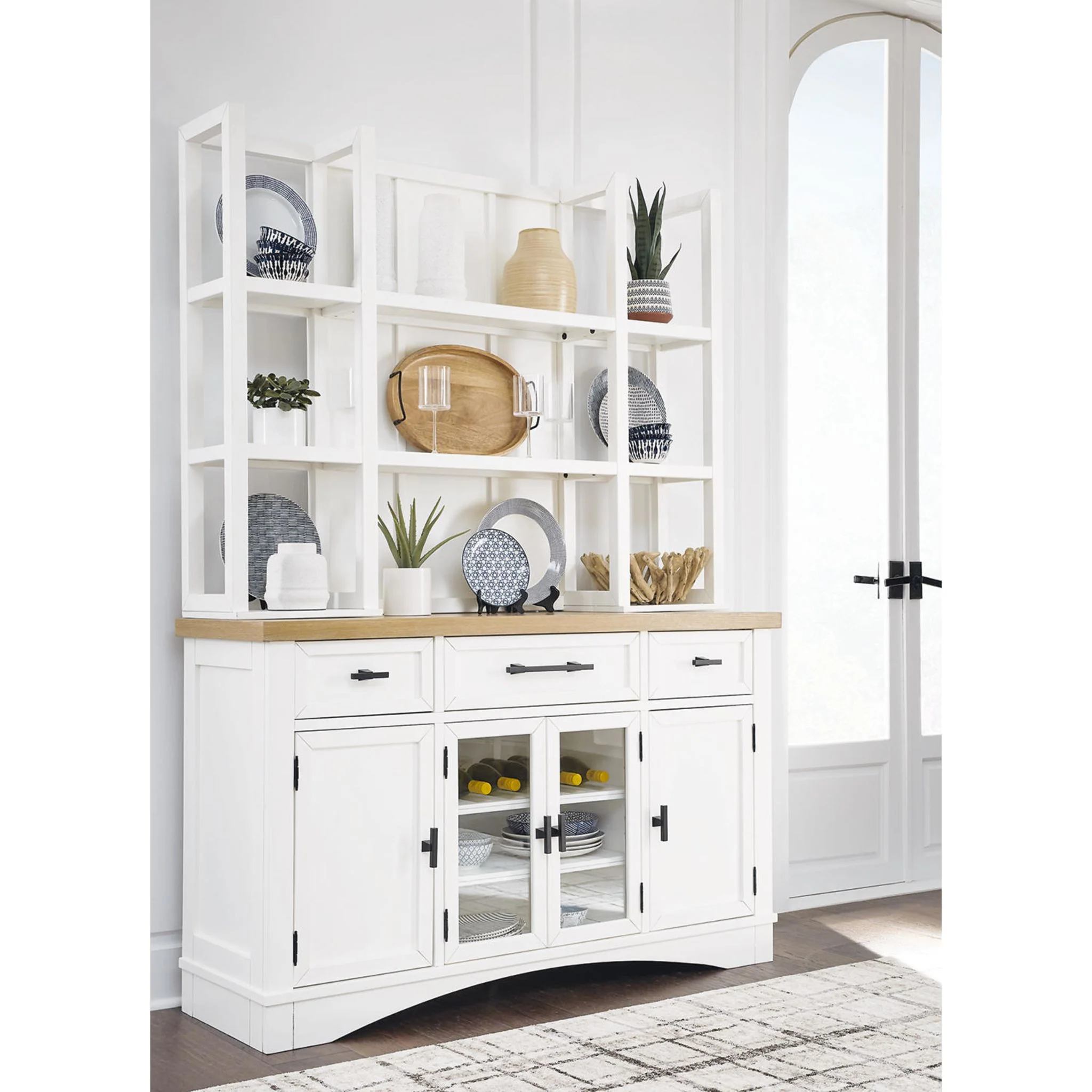 Ashbryn Server & Hutch - White/Natural - (D844D3) - Image 2