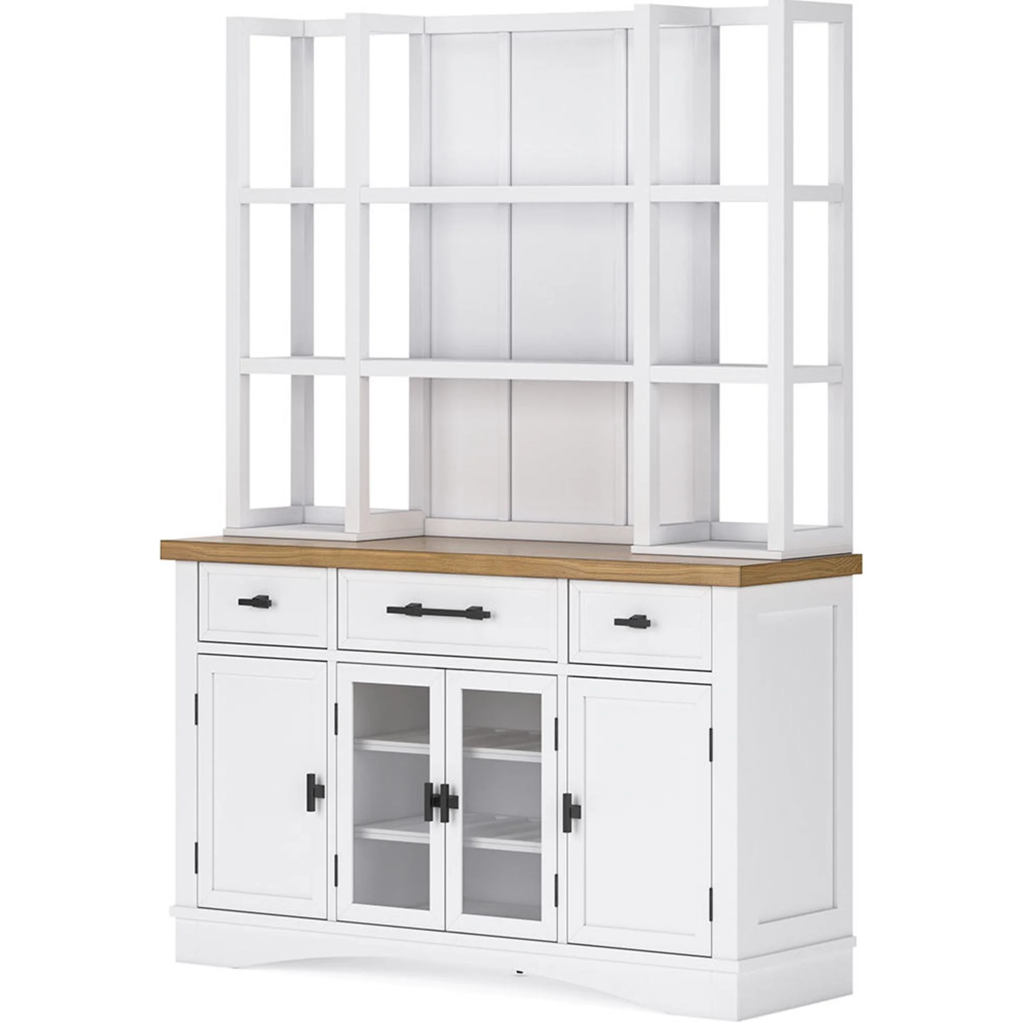 Ashbryn Server & Hutch - White/Natural - (D844D3) - Image 3